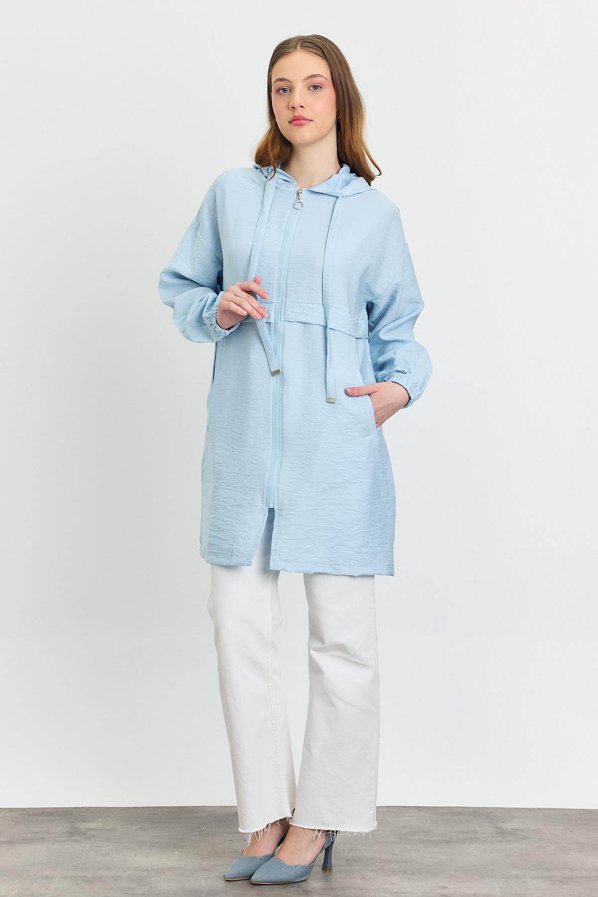 Mavi Kapüşonlu Cepli Kap 4472A - 2