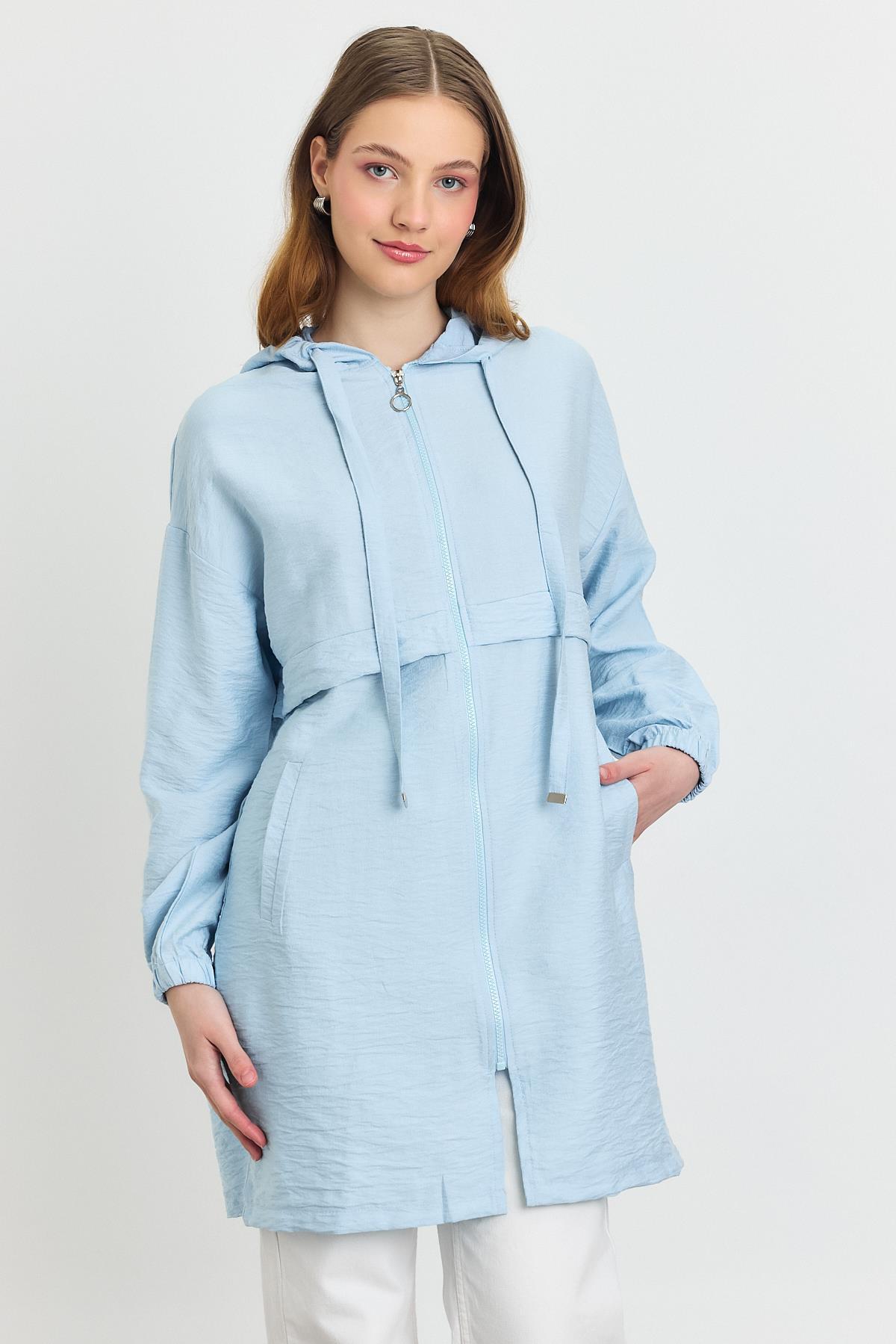 Mavi Kapüşonlu Cepli Kap 4472A - 3