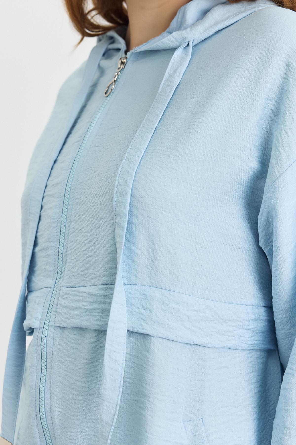 Mavi Kapüşonlu Cepli Kap 4472A - 4