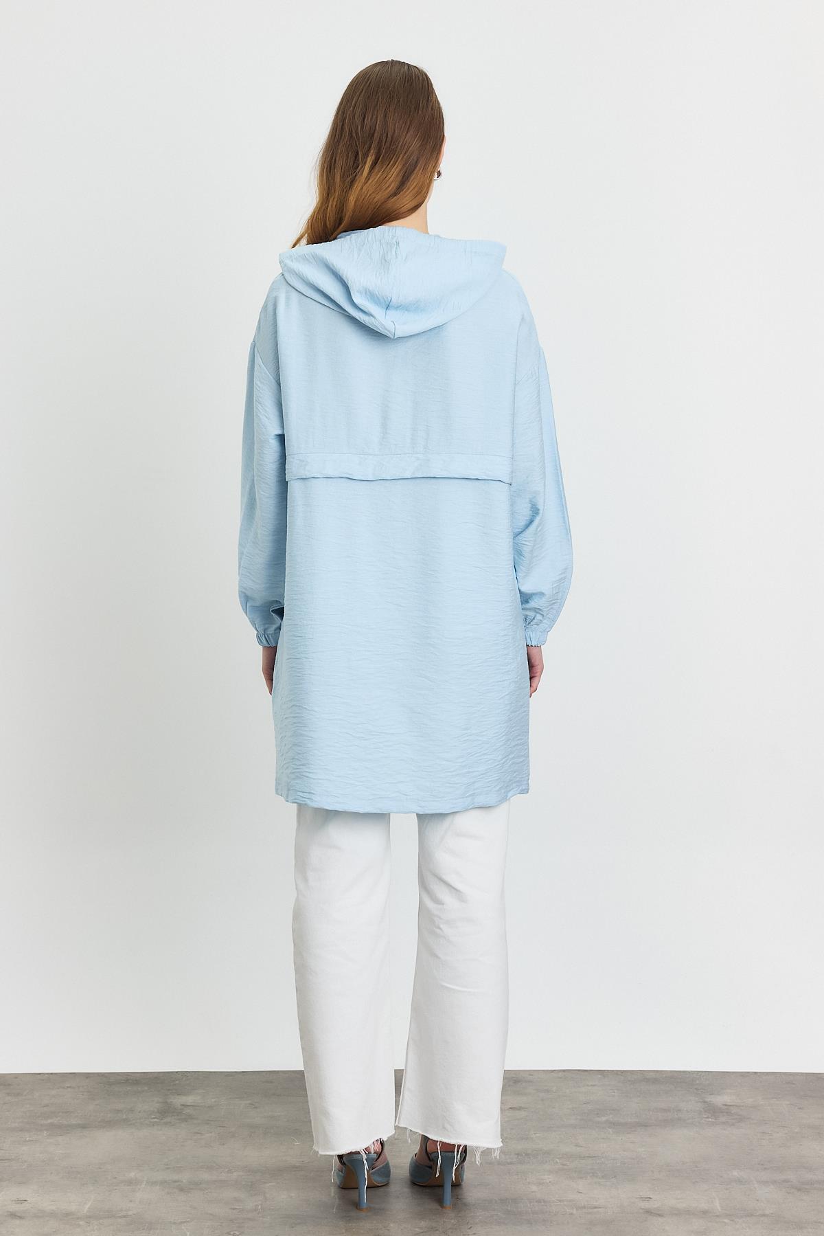 Mavi Kapüşonlu Cepli Kap 4472A - 5