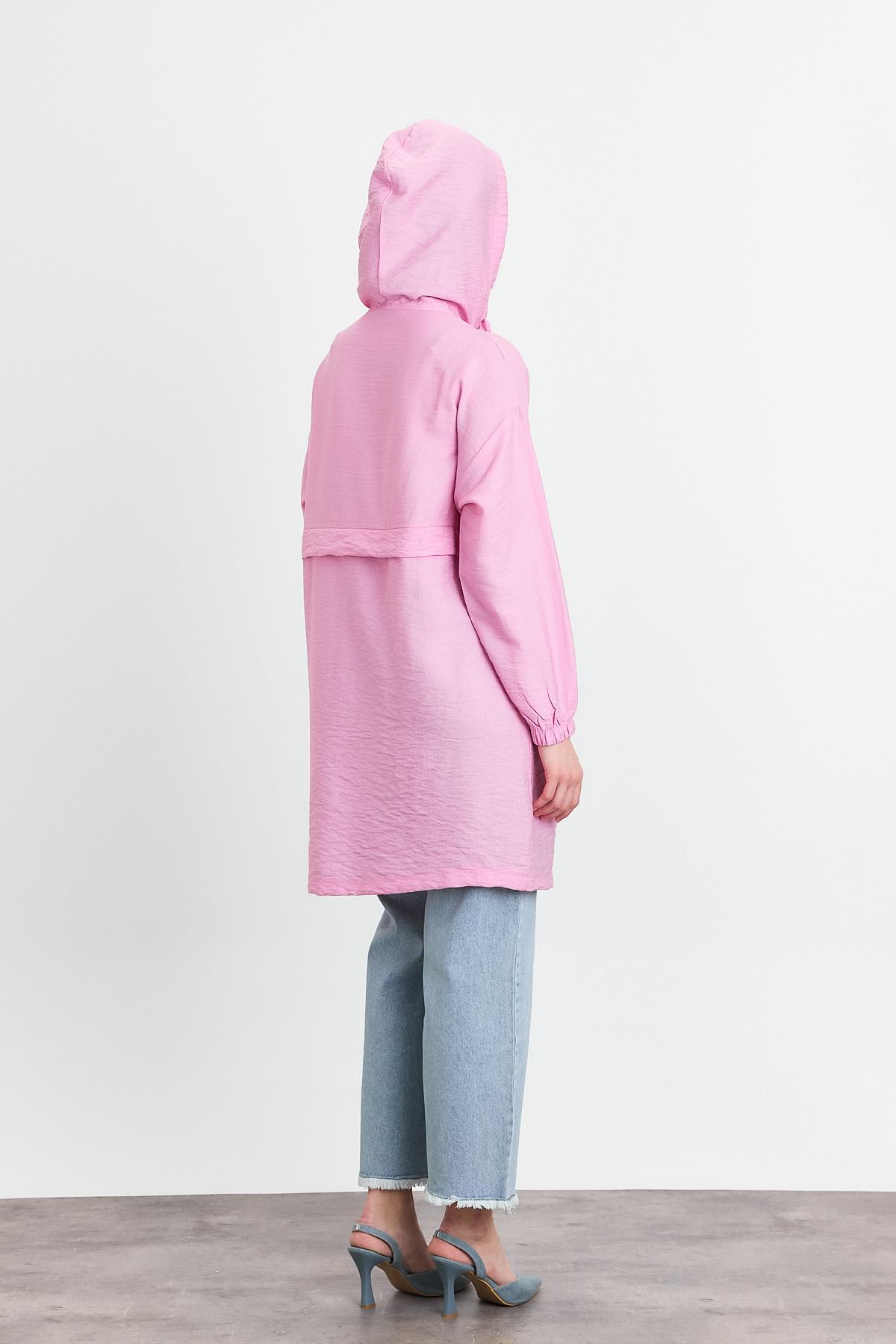 4472A Kapüşonlu Cepli Kap Pembe - 5