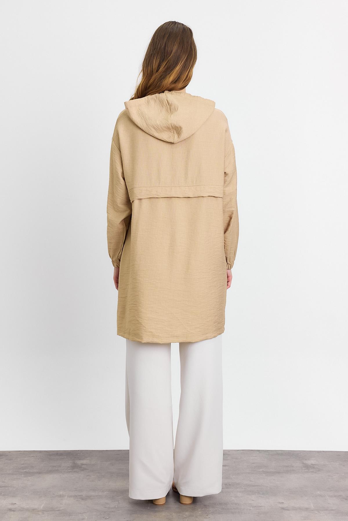 4472A Kapüşonlu Cepli Kap Vizon - 5