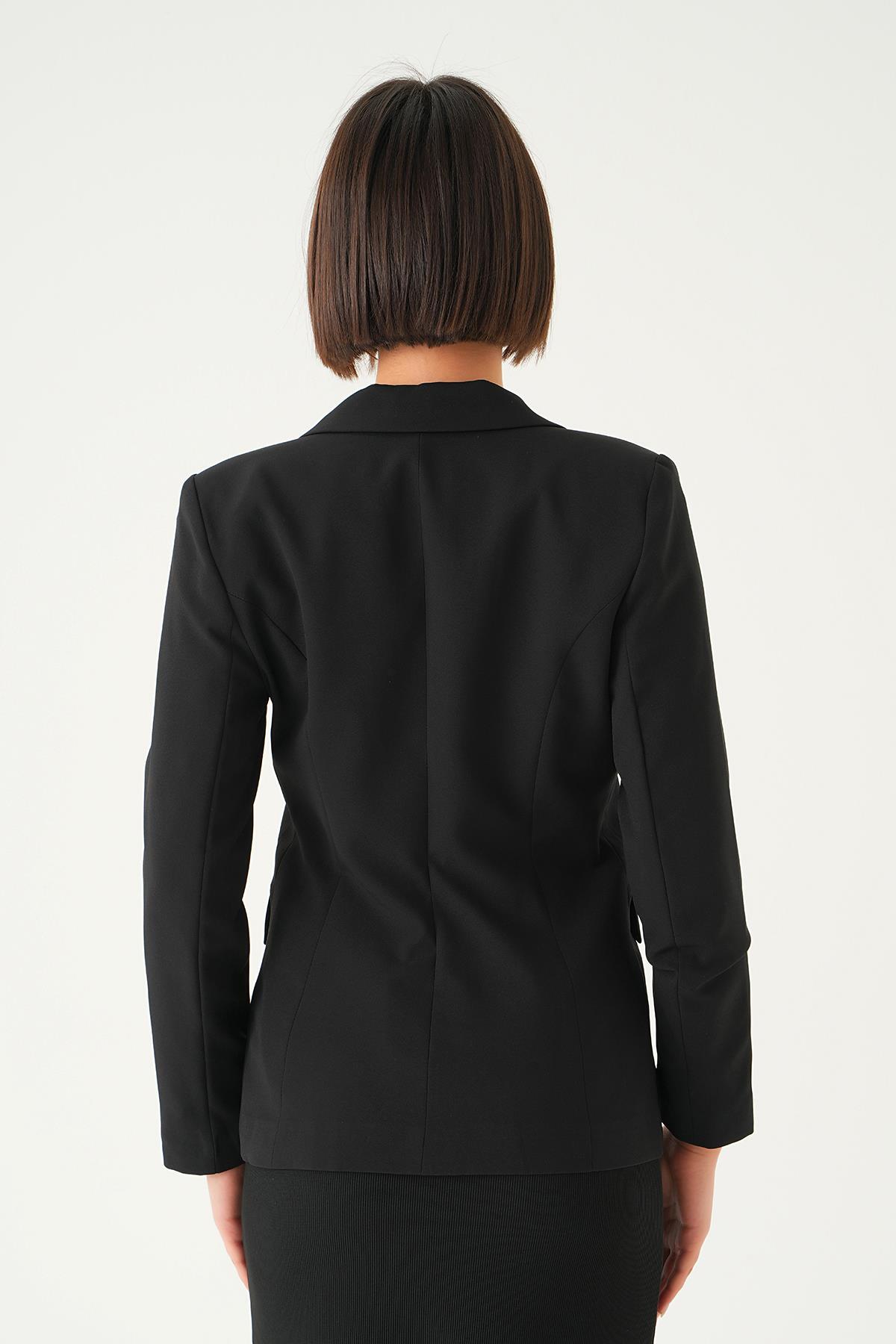 4488 Düğmeli Klasik ceket Siyah - 3