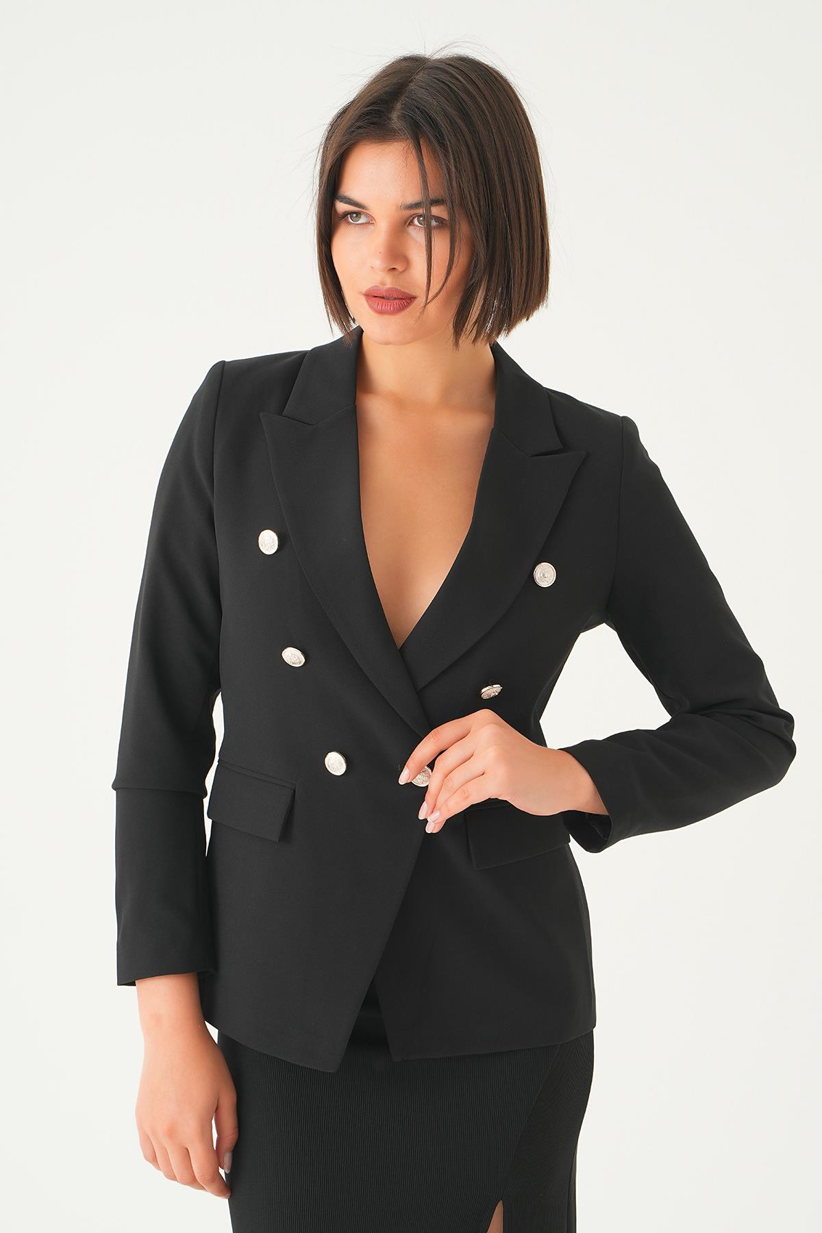 Siyah Düğmeli Klasik Ceket 4488 - 5