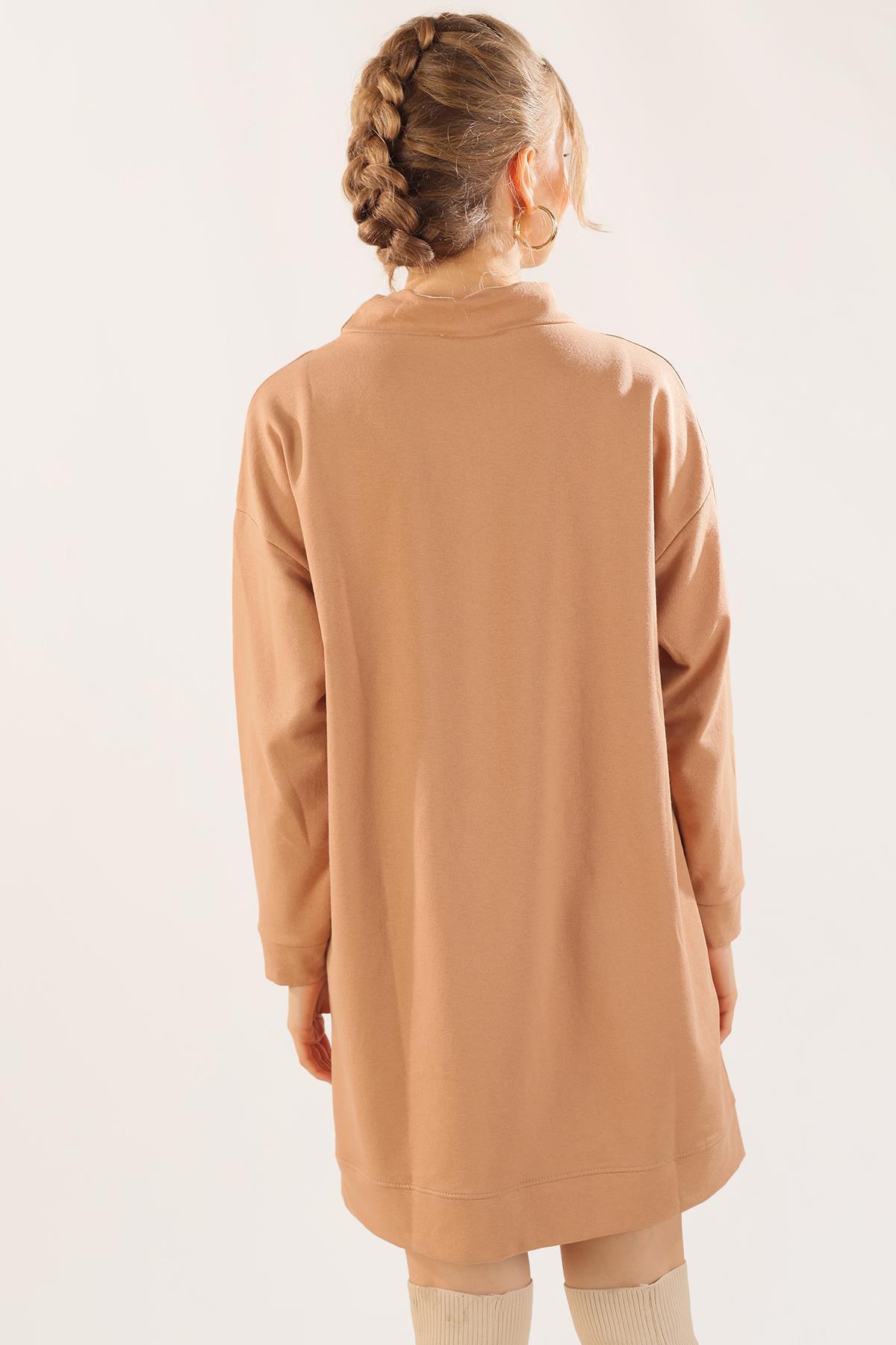 Bisküvi Yaka Bağcık Sweat 7383 - 4