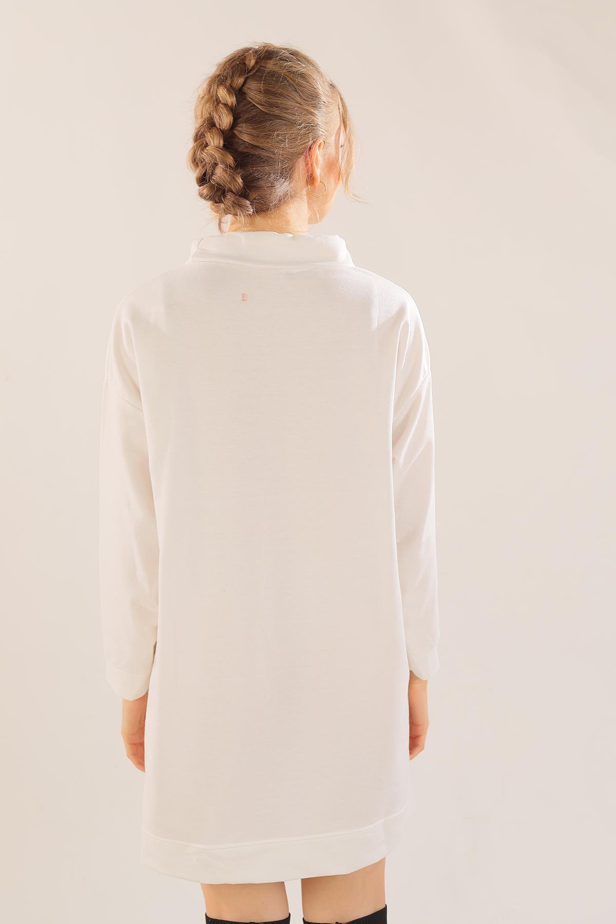 Ekru Yaka Bağcık Sweat 7383 - 3