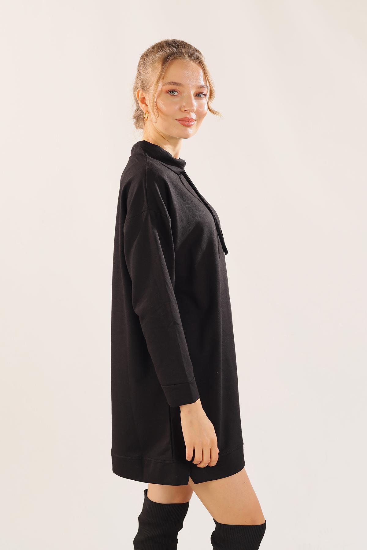 Siyah Yaka Bağcık Sweat 7383 - 3