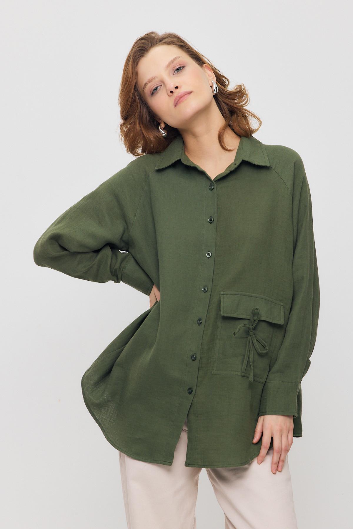 4516A Tek Cep Düğmeli Gömlek Haki - RAYS