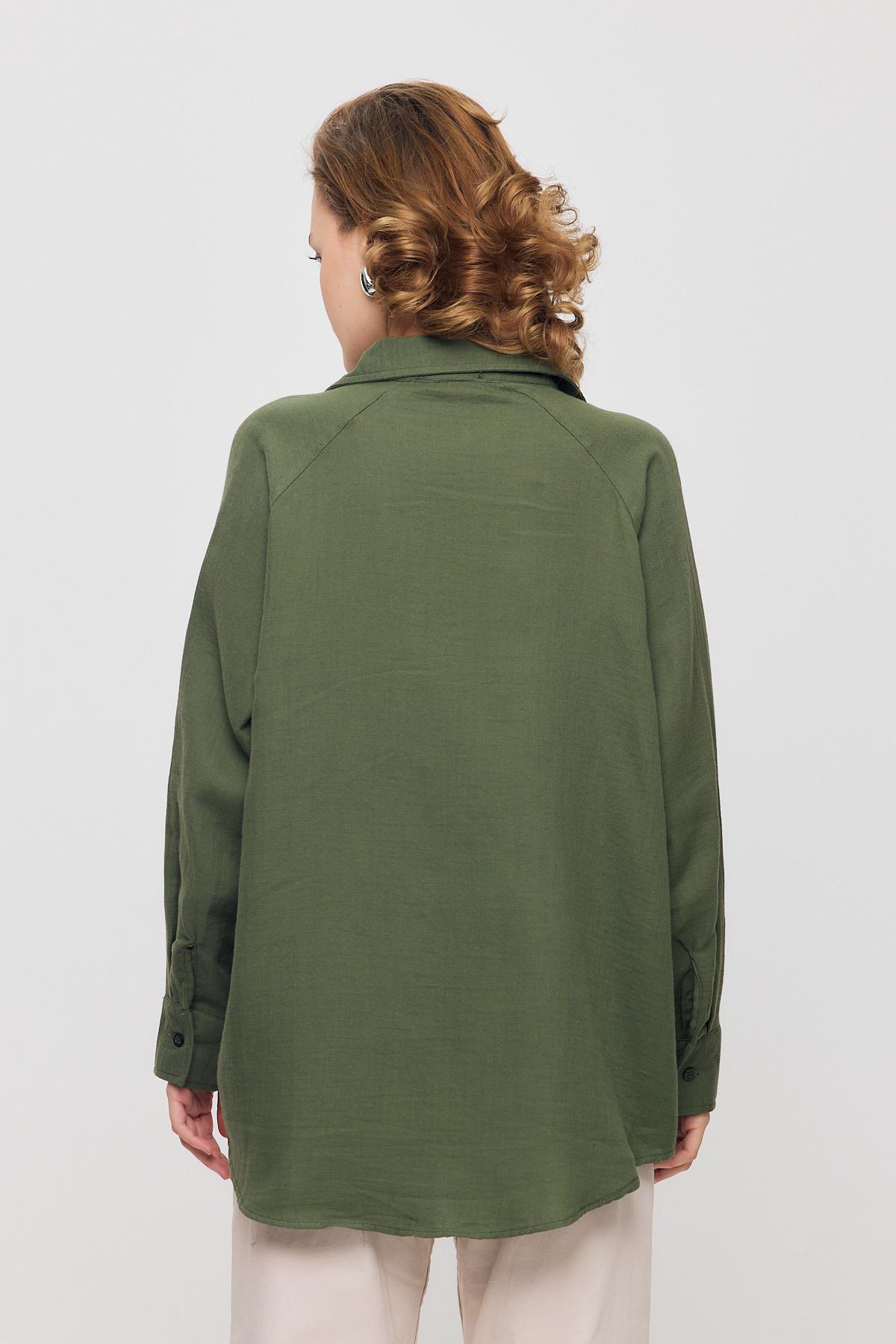4516A Tek Cep Düğmeli Gömlek Haki - 5