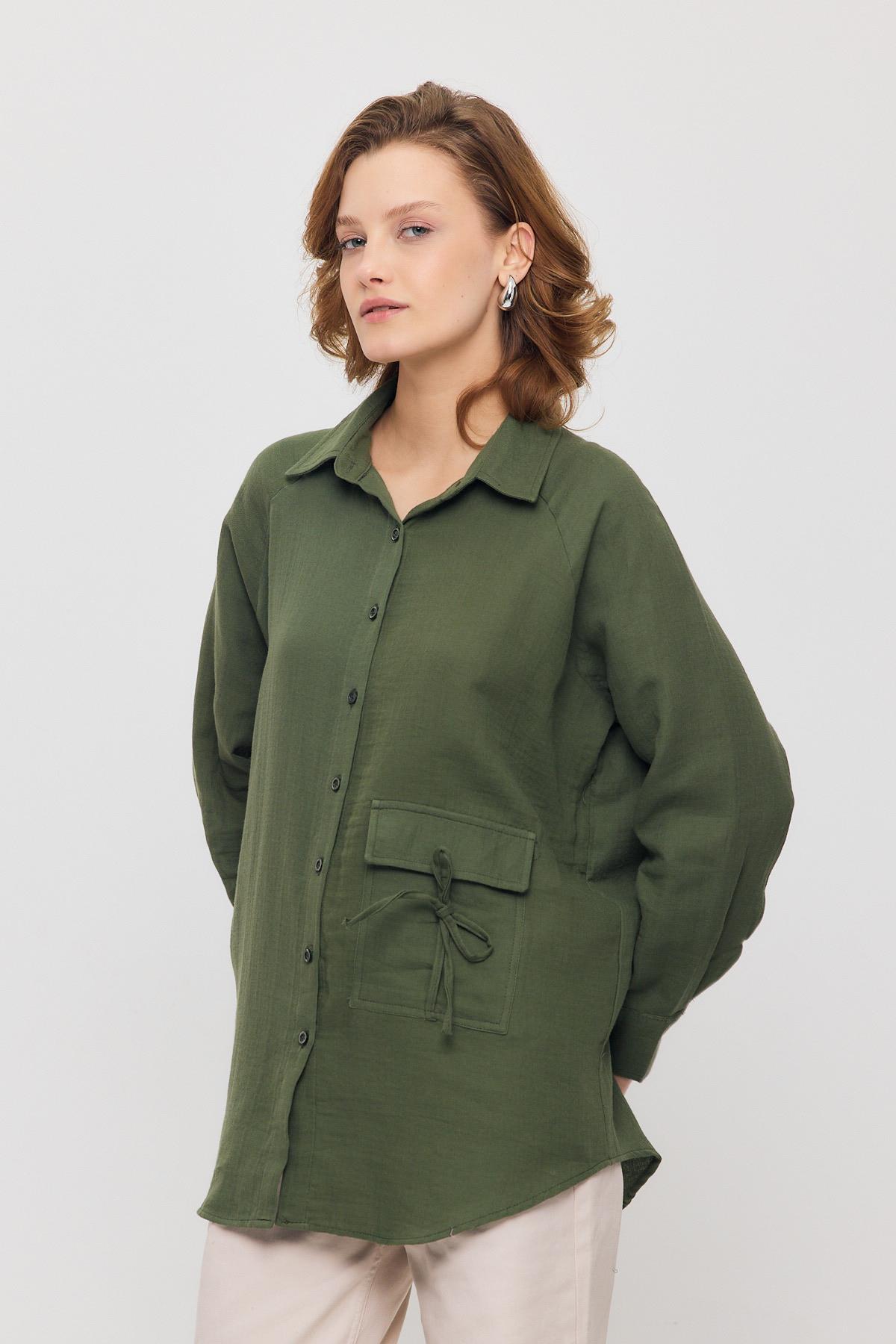 4516A Tek Cep Düğmeli Gömlek Haki - 1