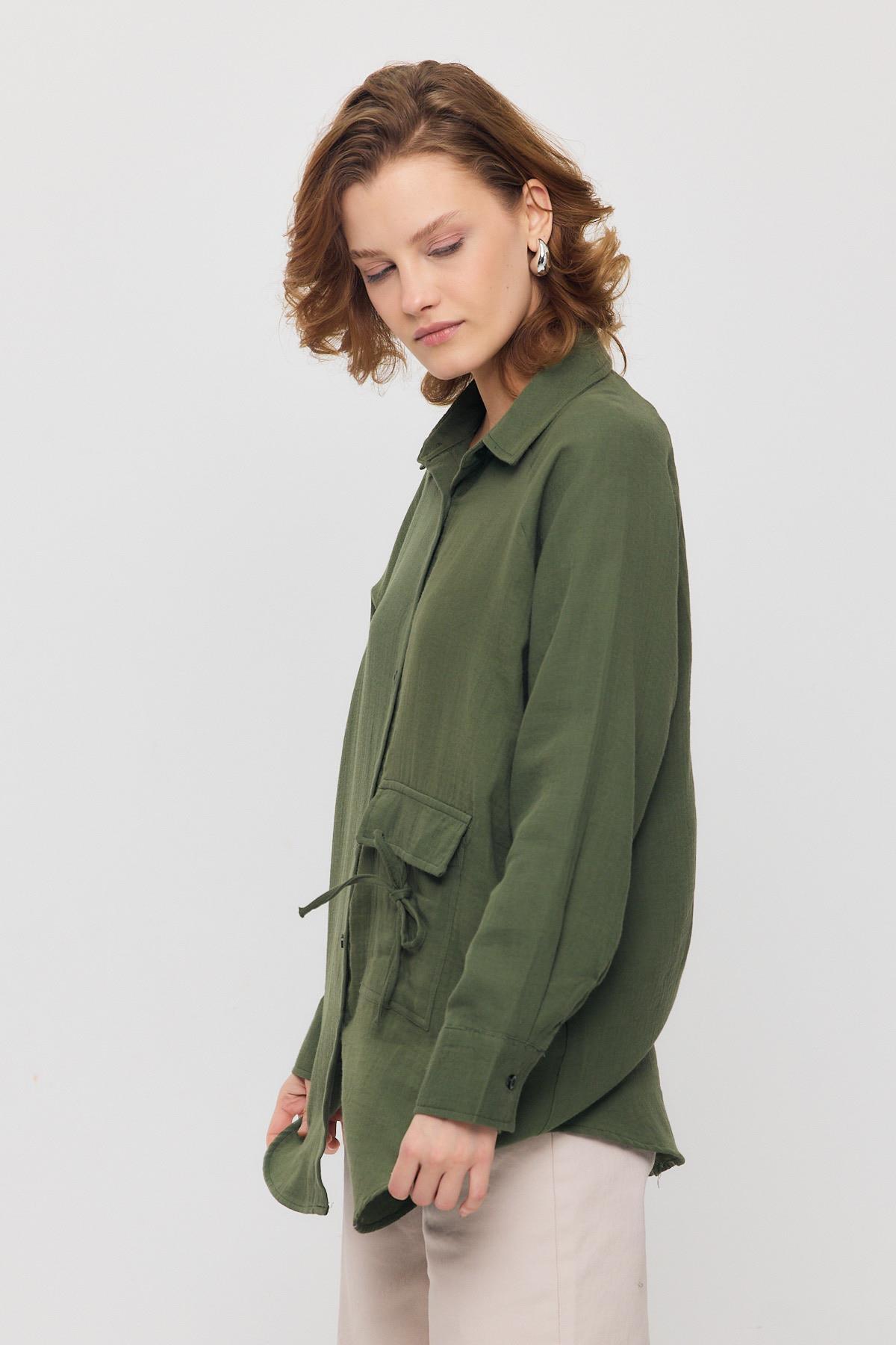 Haki Tek Cep Düğmeli Gömlek 4516A - 6