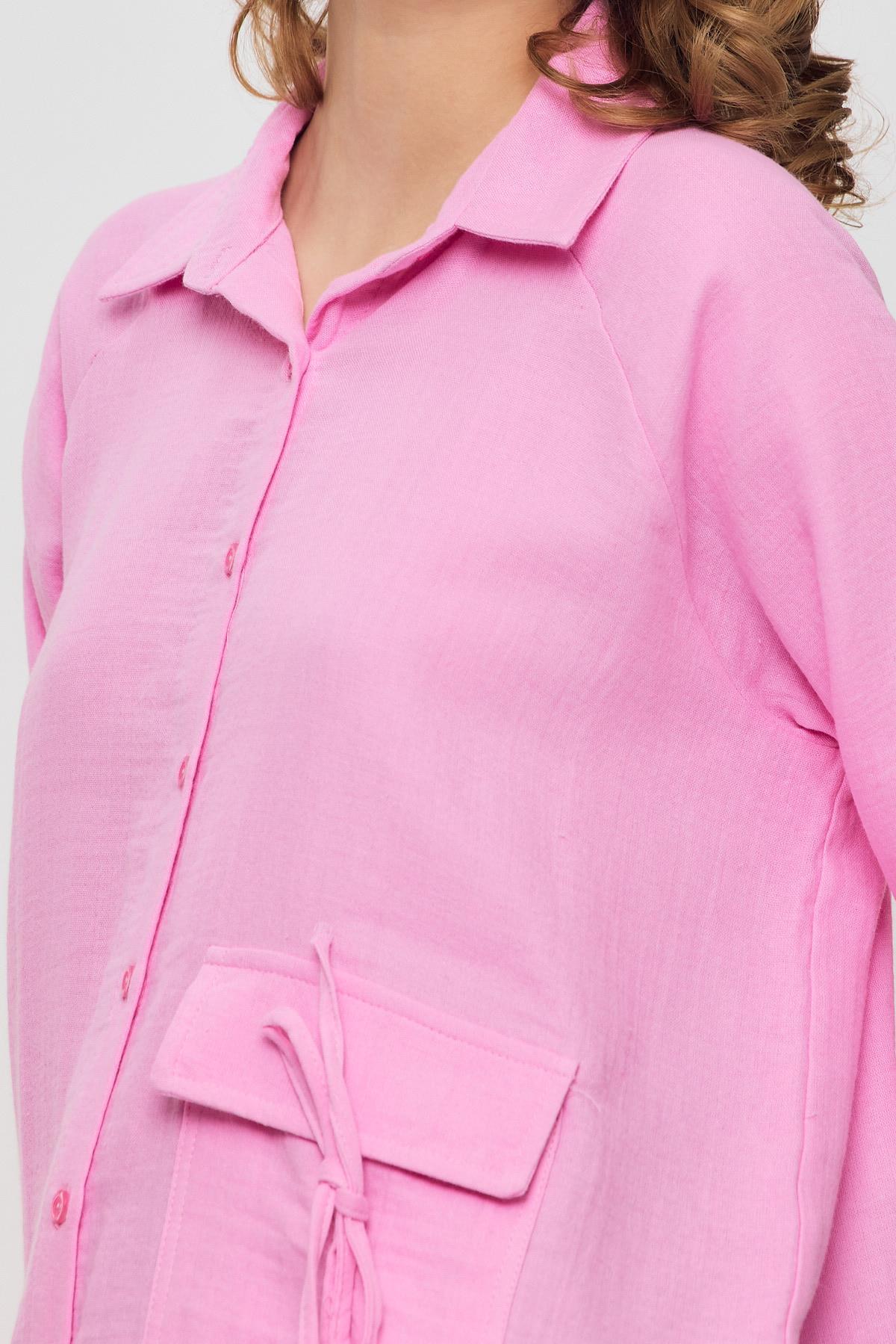 Pembe Tek Cep Düğmeli Gömlek 4516A - 4