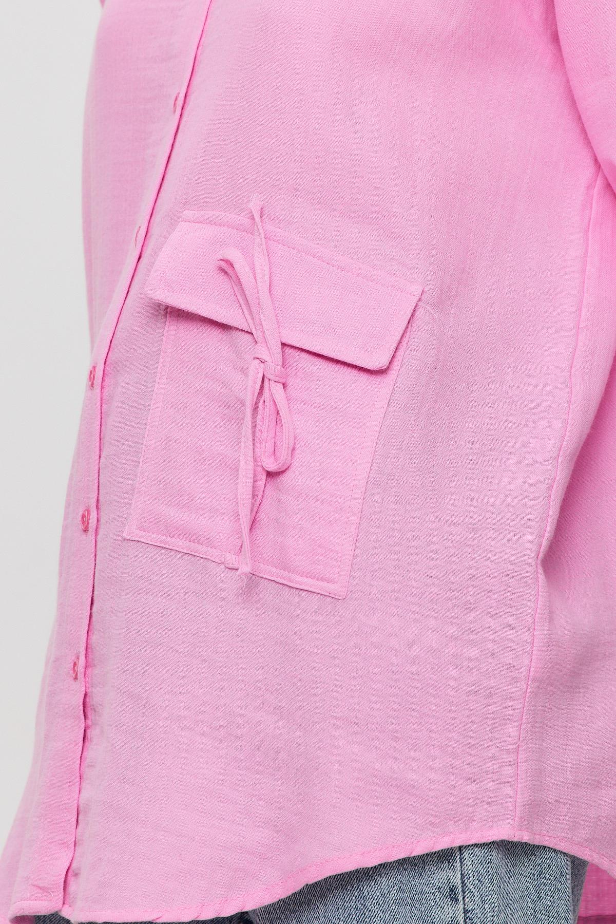 Tek Cep Düğmeli Gömlek 4516A Pembe - 6