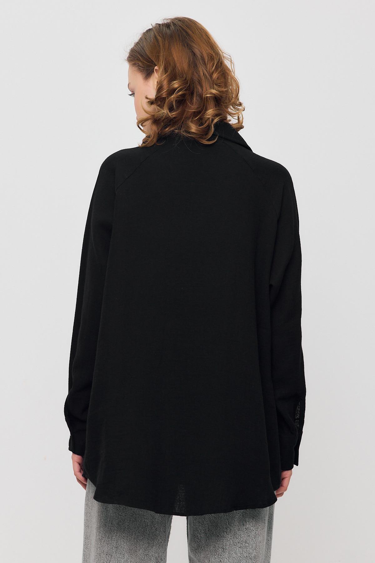 4516A Tek Cep Düğmeli Gömlek Siyah - 5