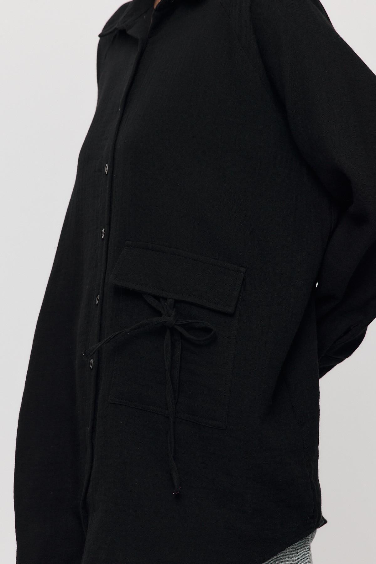 4516A Tek Cep Düğmeli Gömlek Siyah - 4
