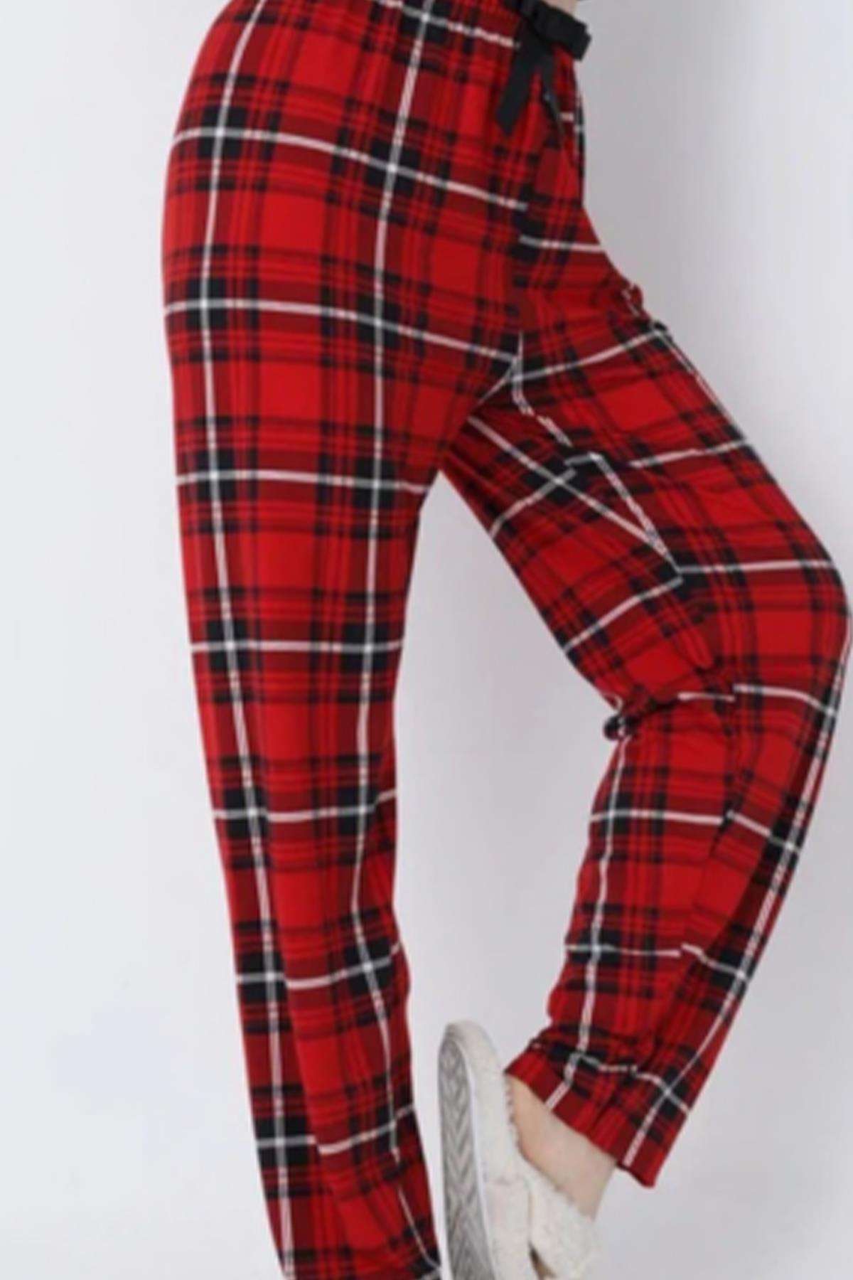 4517 Ecose Desen Pijama Kırmızı - 1