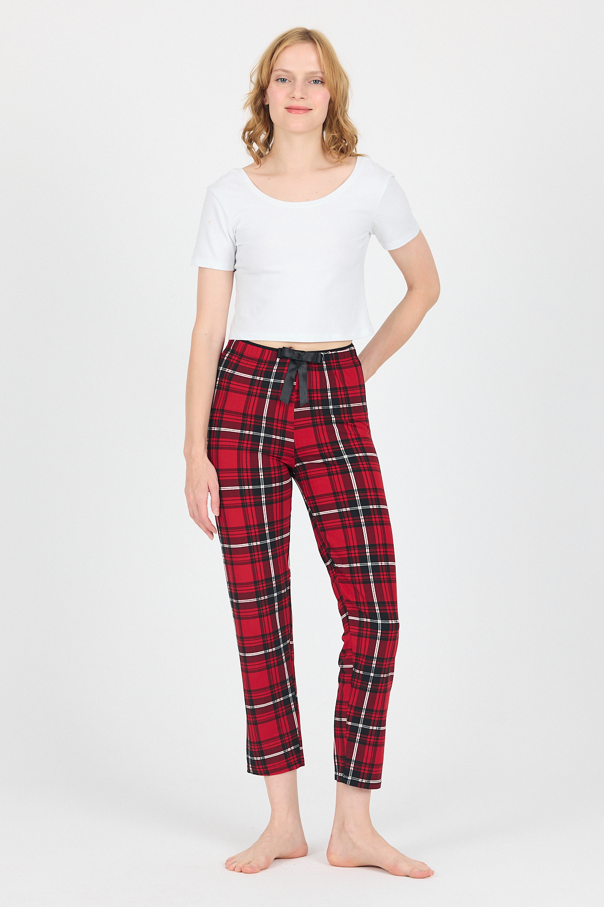 Kırmızı Ekose Desen Pijama Altı 4517 - 2