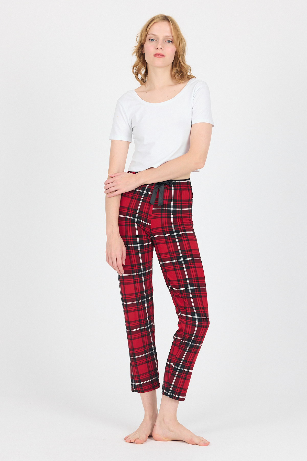 Kırmızı Ekose Desen Pijama Altı 4517 - 3