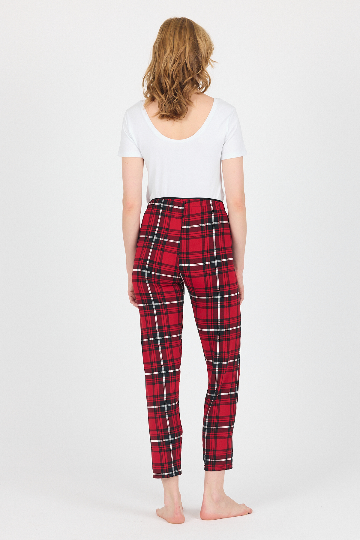 Kırmızı Ekose Desen Pijama Altı 4517 - 5