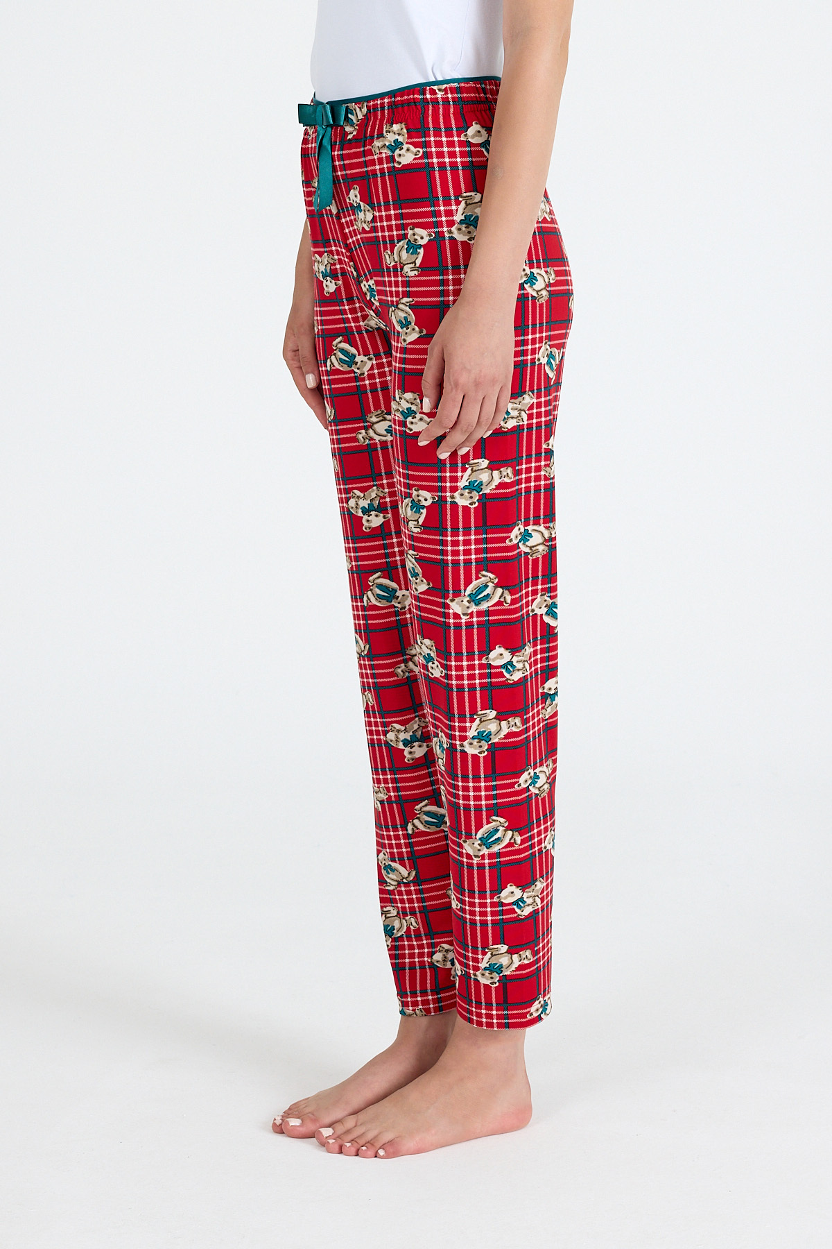 Kırmızı Ayıcık Desenli Örme Pijama Altı 4519 - 3