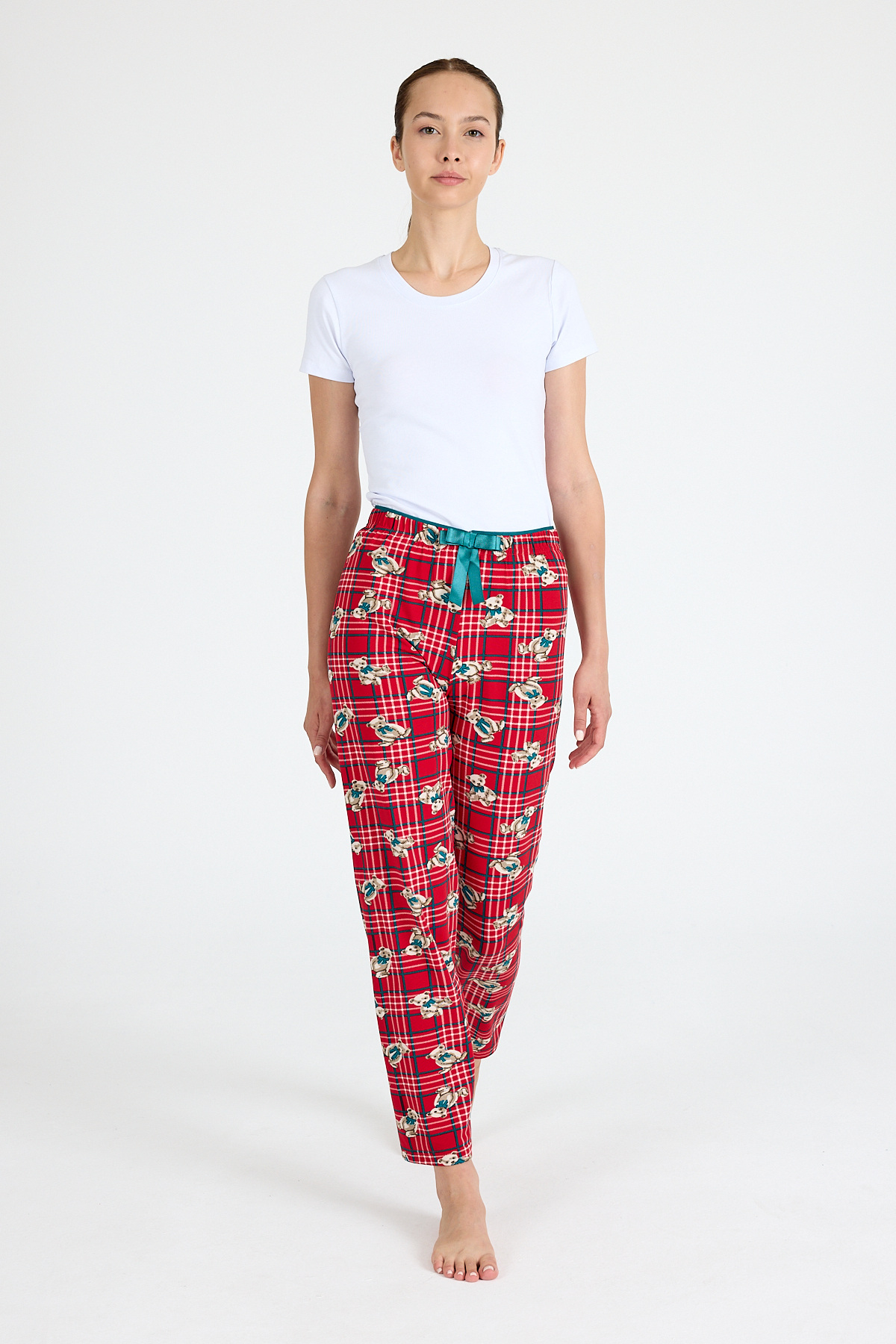 Kırmızı Ayıcık Desenli Örme Pijama Altı 4519 - 7