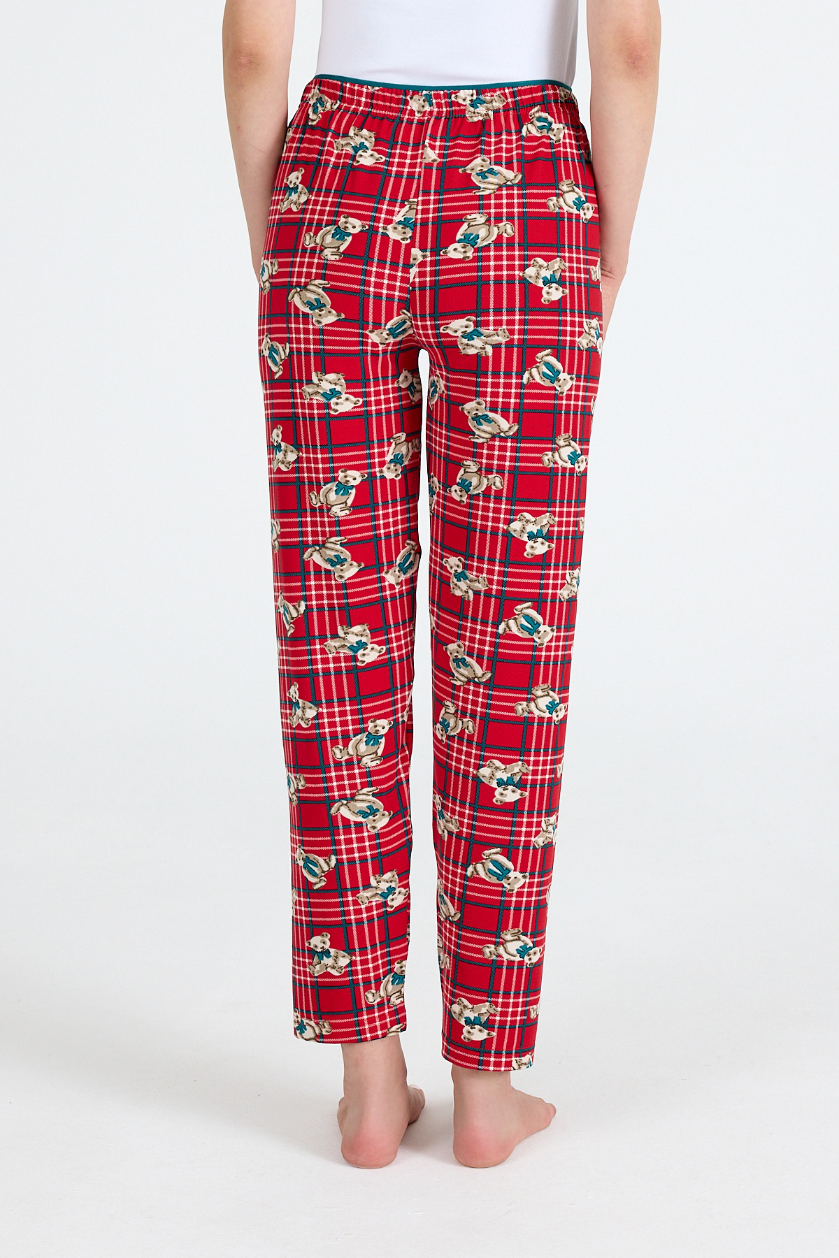 Kırmızı Ayıcık Desenli Örme Pijama Altı 4519 - 5