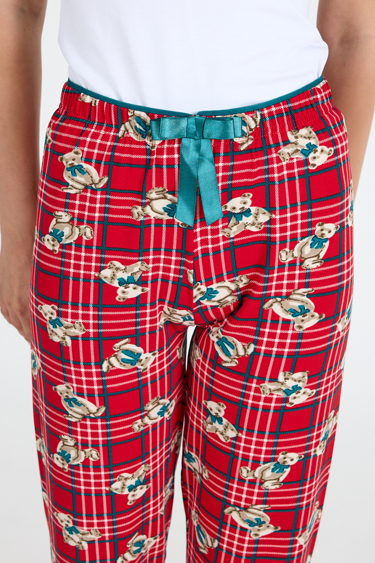 Kırmızı Ayıcık Desenli Örme Pijama Altı 4519 - 4