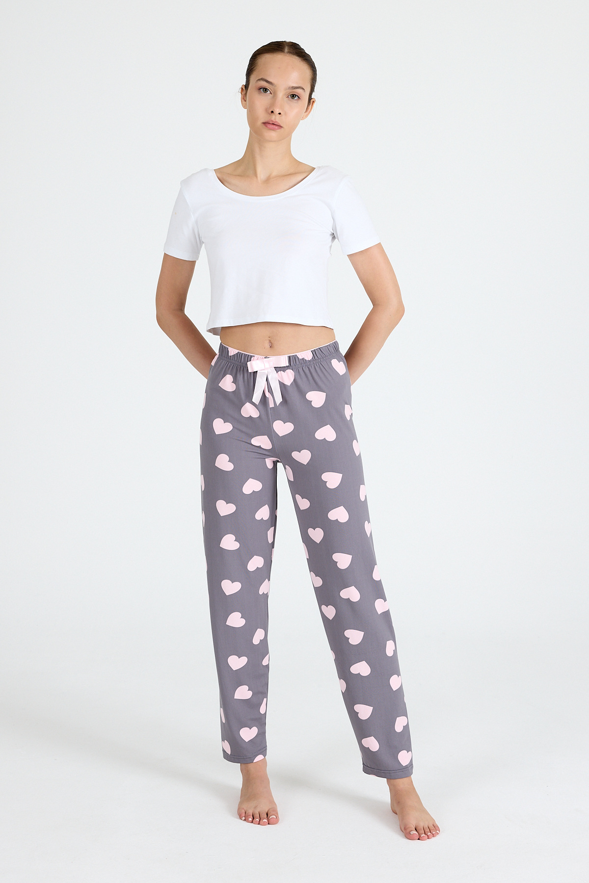 Gri Kalp Desenlim Pijama Altı 4522 