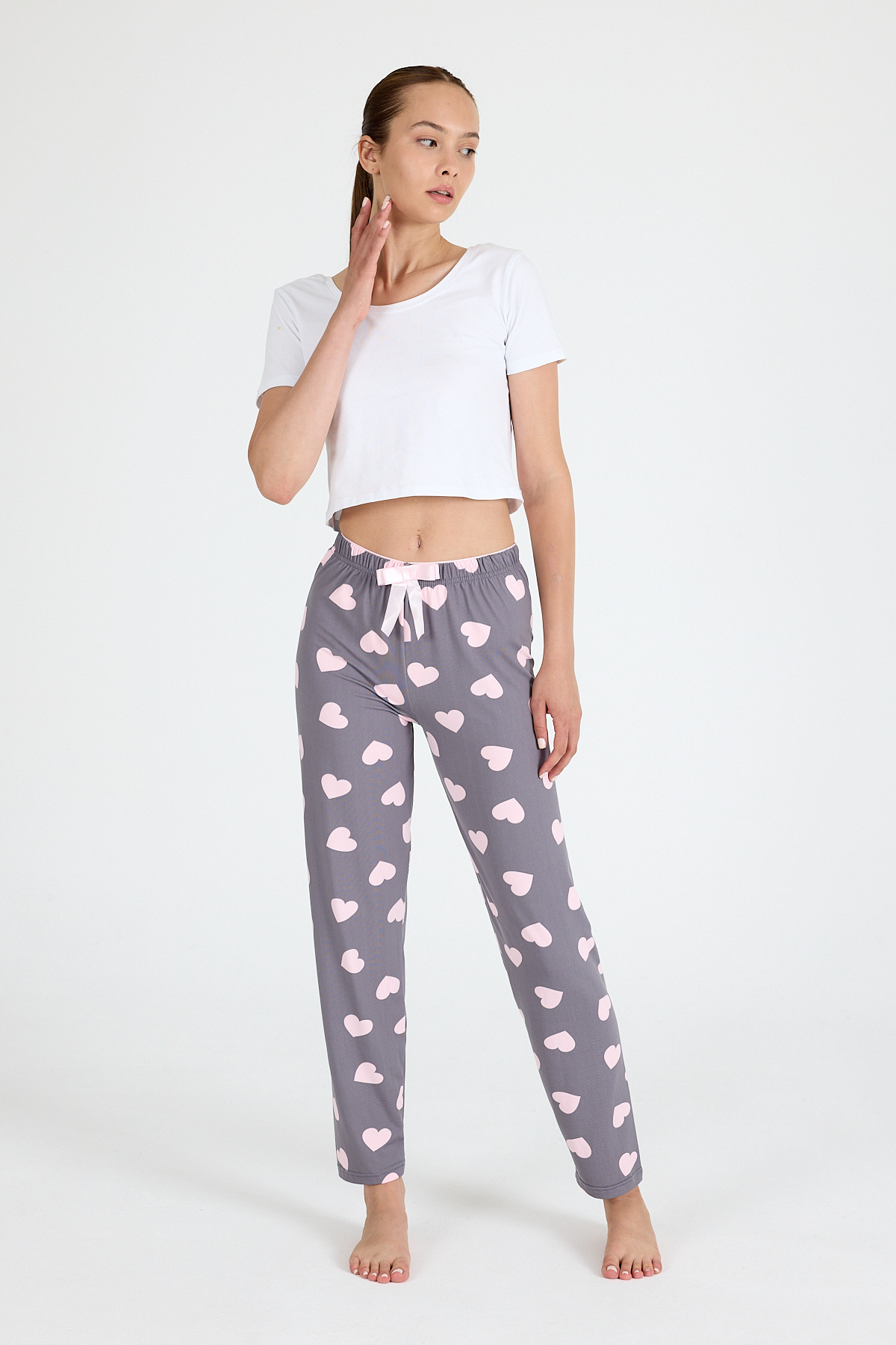 Gri Kalp Desenlim Pijama Altı 4522 - 2