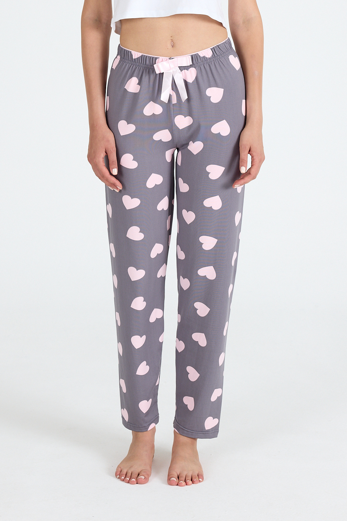 Gri Kalp Desenlim Pijama Altı 4522 - 3