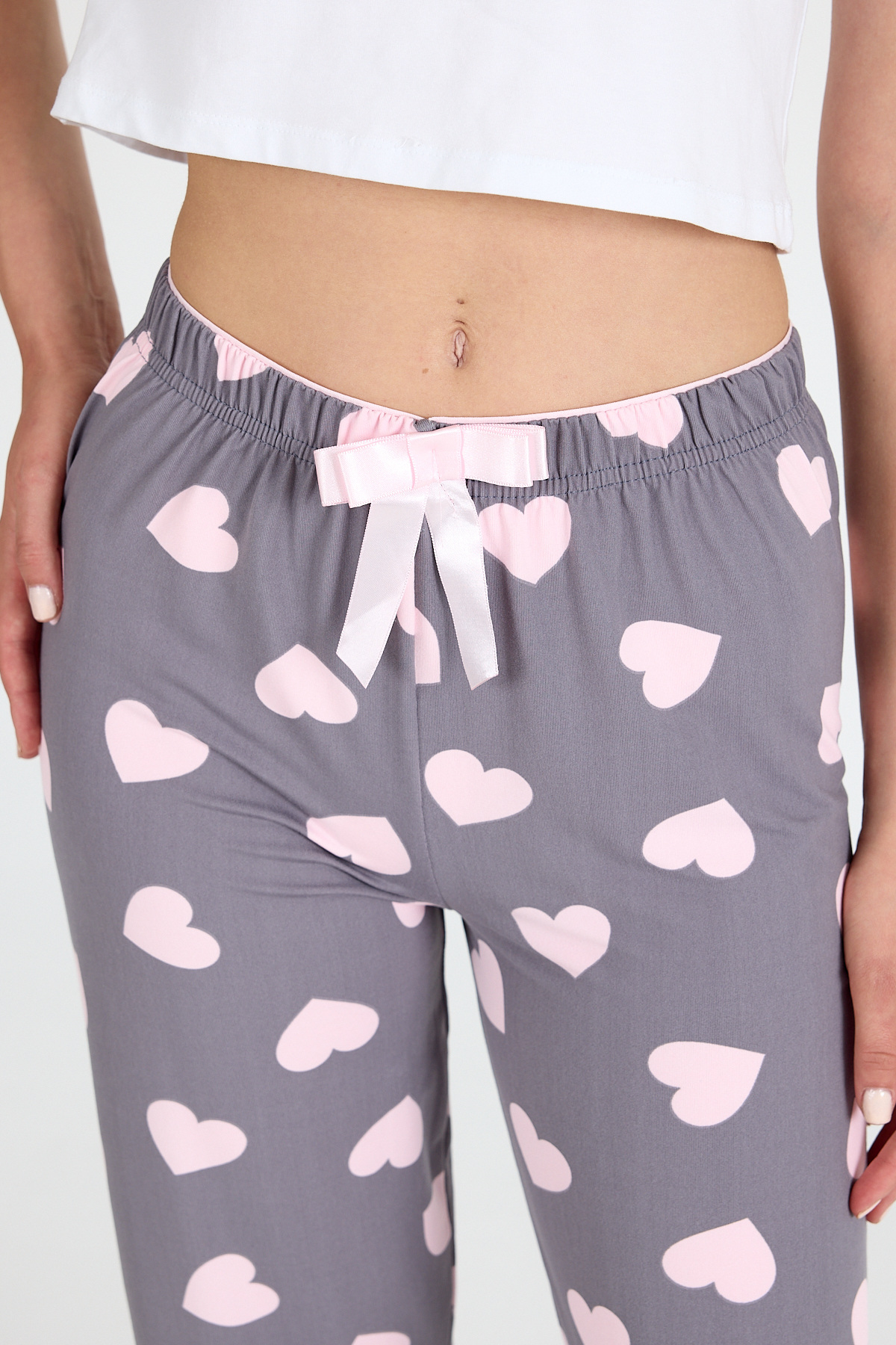 Gri Kalp Desenlim Pijama Altı 4522 - 4