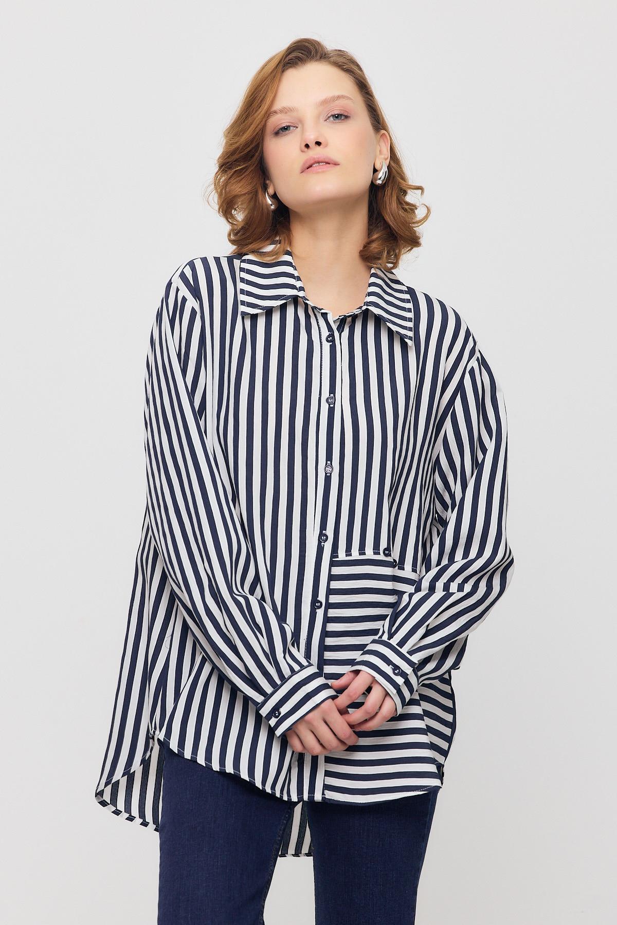 Laci Çizgili Düğmeli Gömlek 4522A 