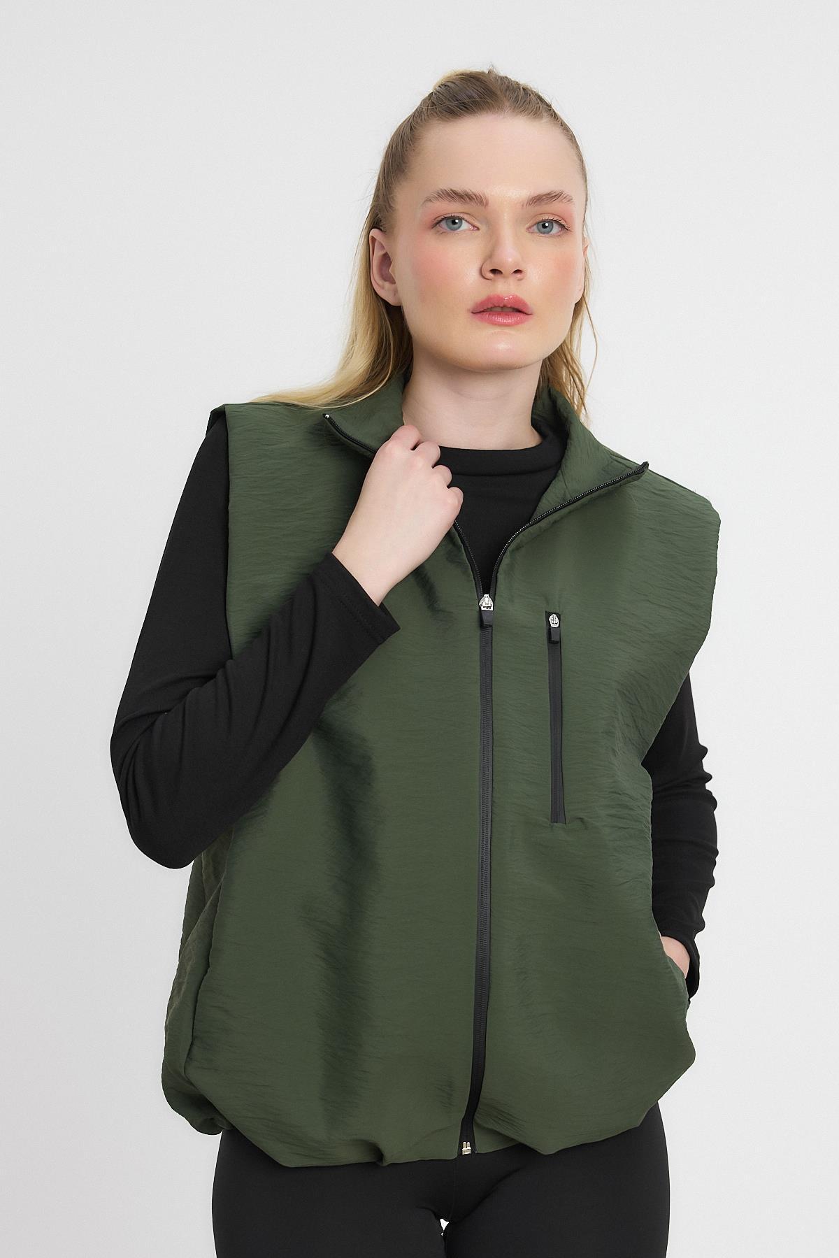 4523A Yan Cepli Sıfır Kol Yelek Haki - 1