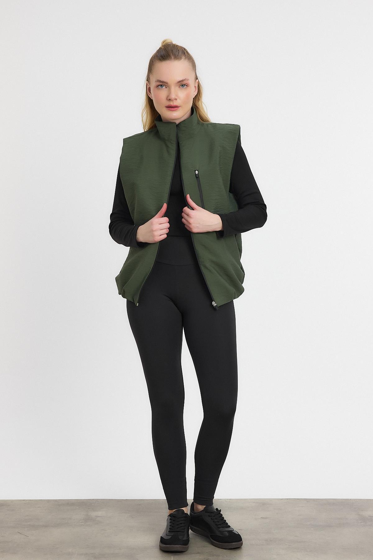 4523A Yan Cepli Sıfır Kol Yelek Haki - 3