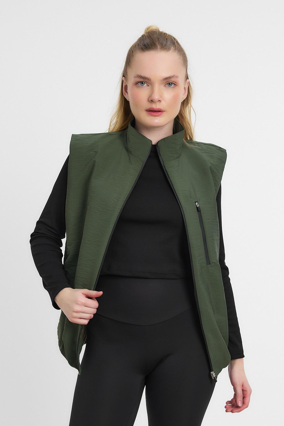 4523A Yan Cepli Sıfır Kol Yelek Haki - 7