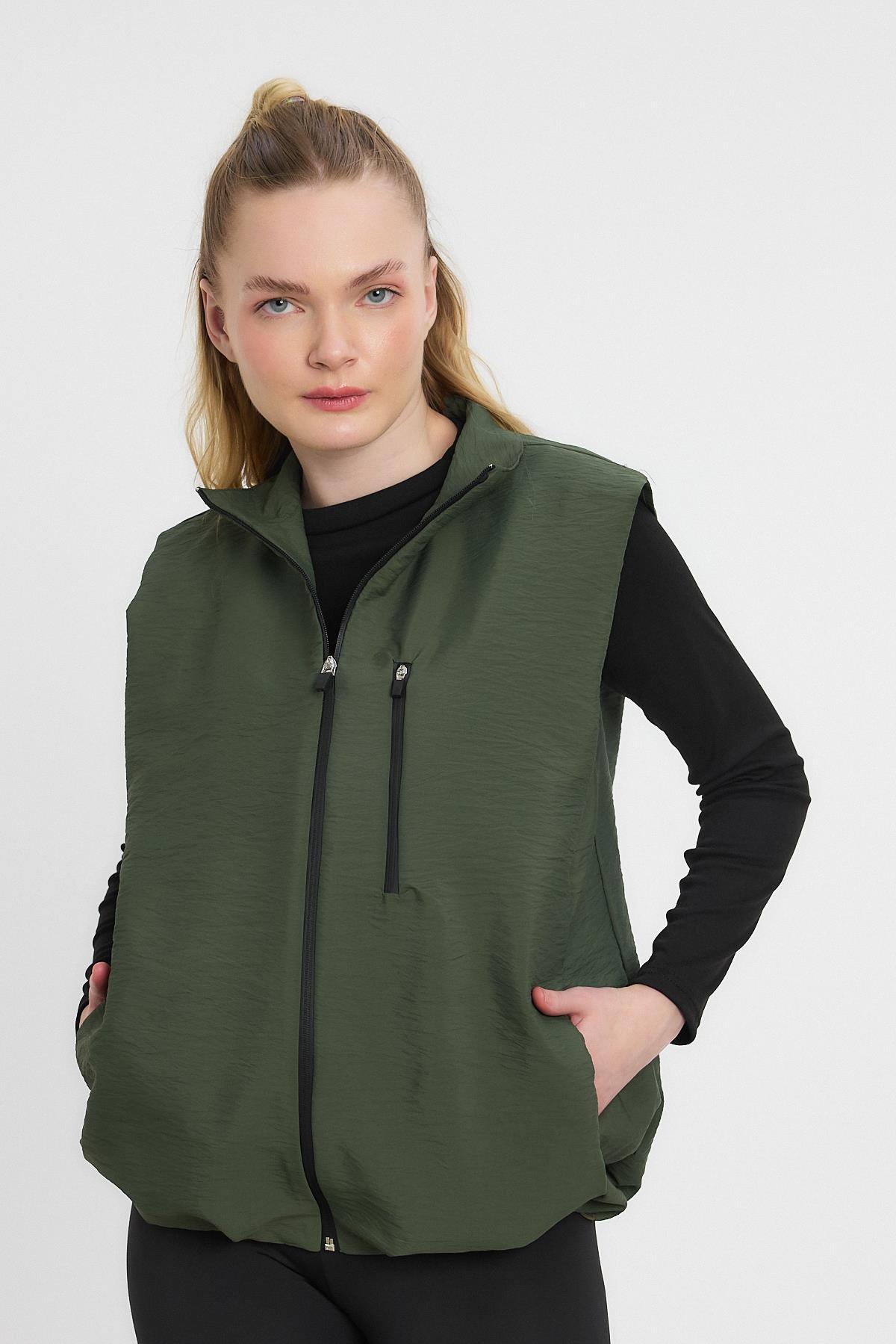 4523A Yan Cepli Sıfır Kol Yelek Haki - 6