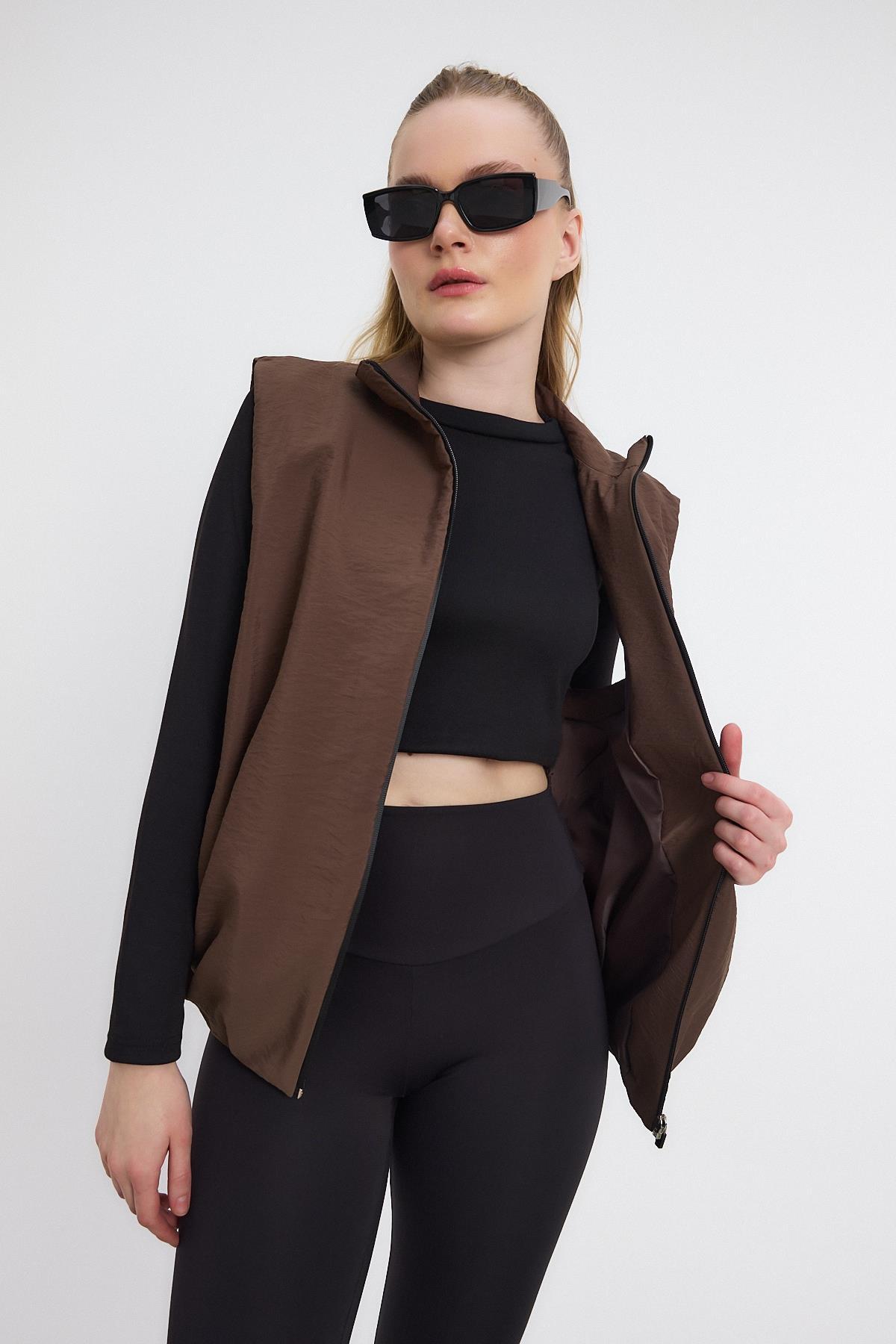 4523A Yan Cepli Sıfır Kol Yelek Kahve - 7