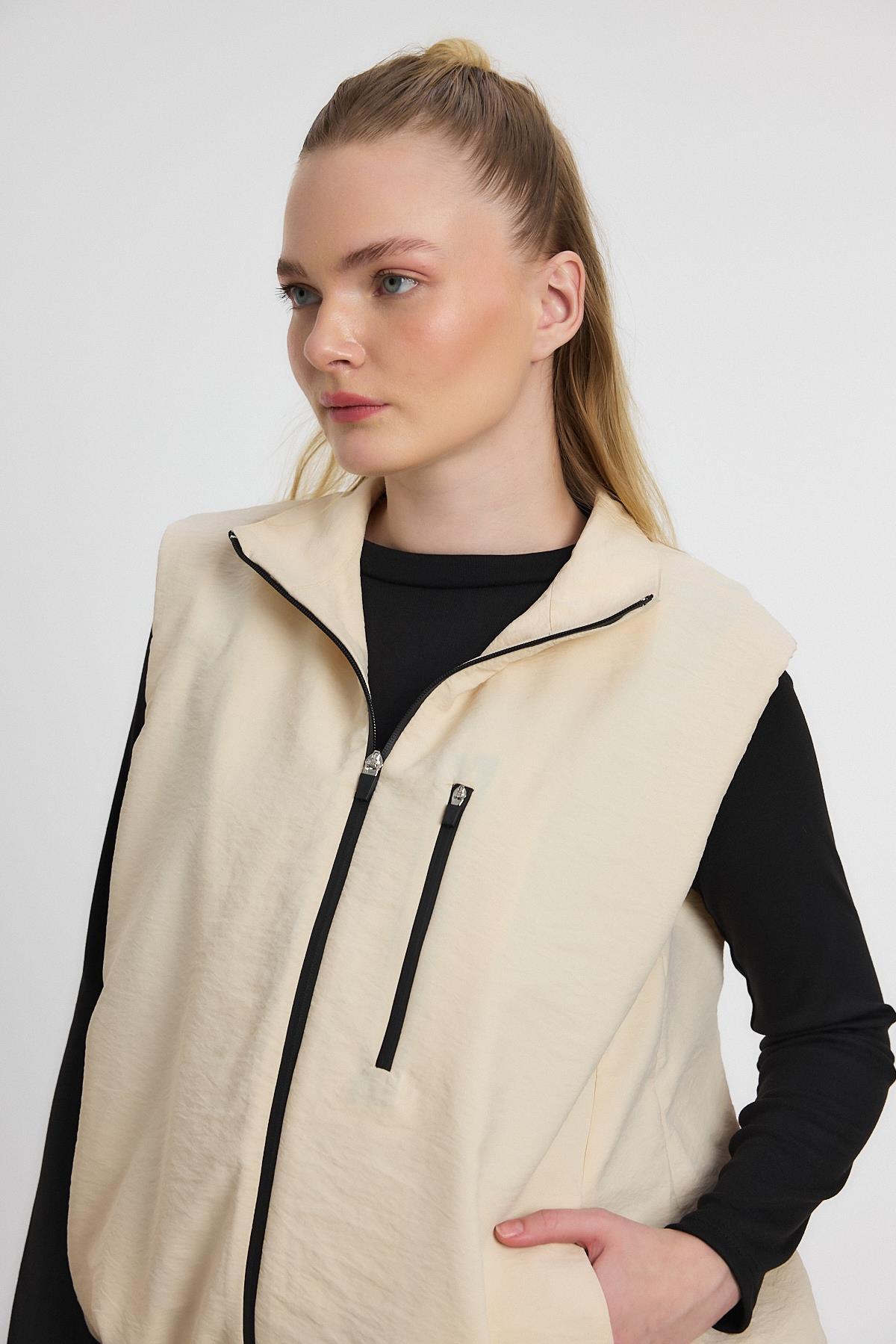 4523A Yan Cepli Sıfır Kol Yelek Taş - 6