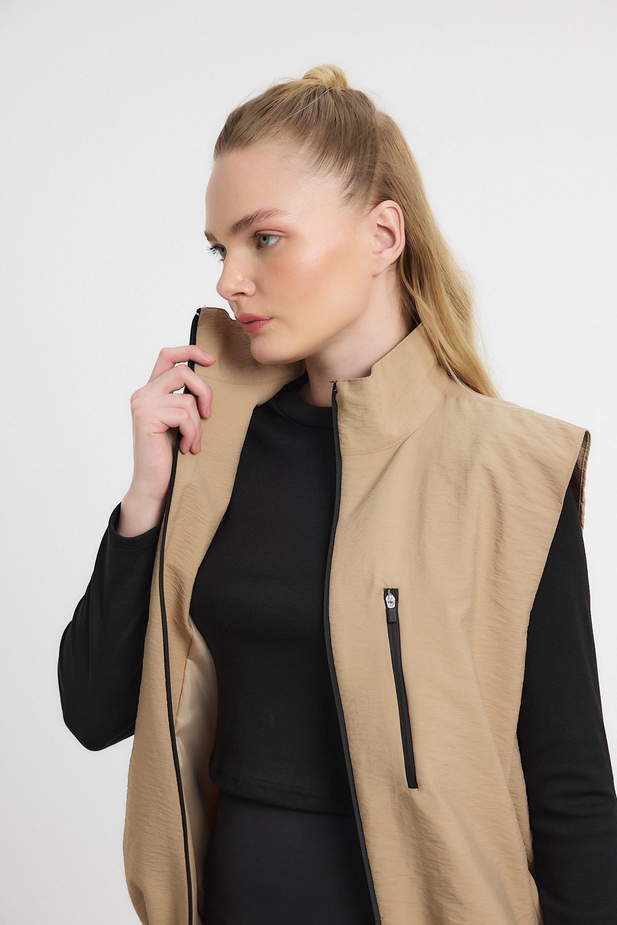 Vizon Yan Cepli Sıfır Kol Yelek 4523A - 8