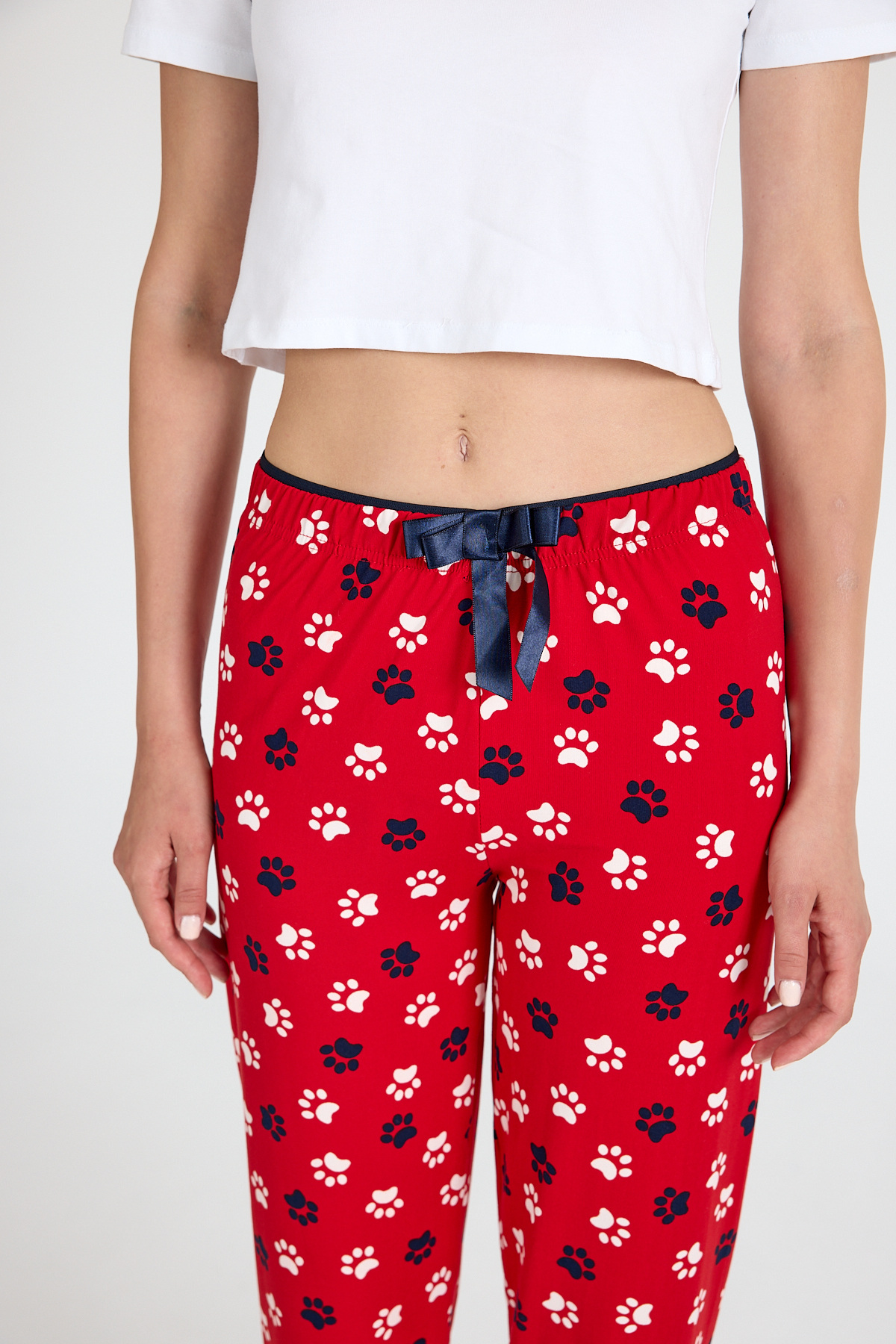 Kırmızı Pati Desenli Pijama Altı 4524 - 4