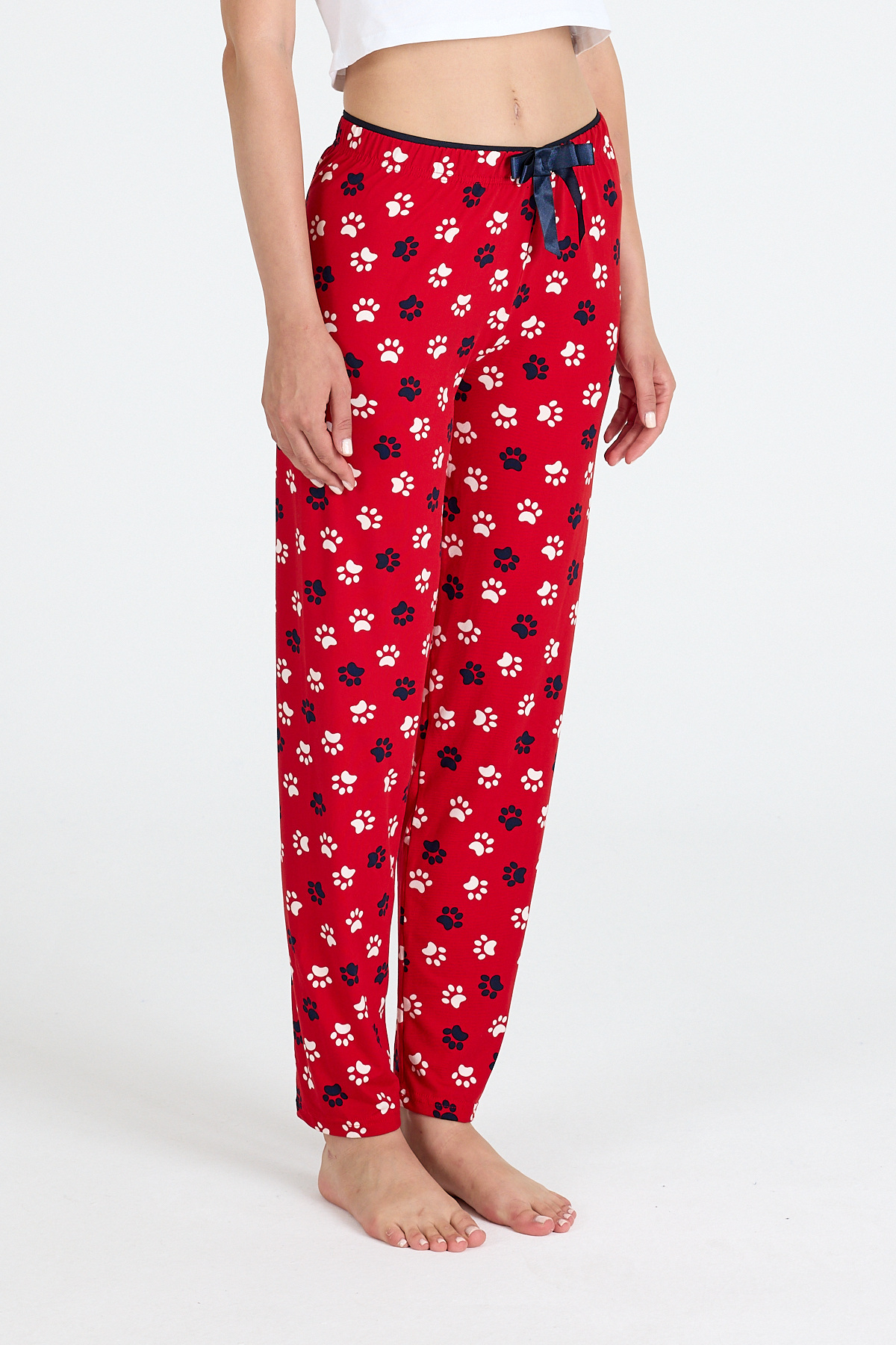 Kırmızı Pati Desenli Pijama Altı 4524 - 3