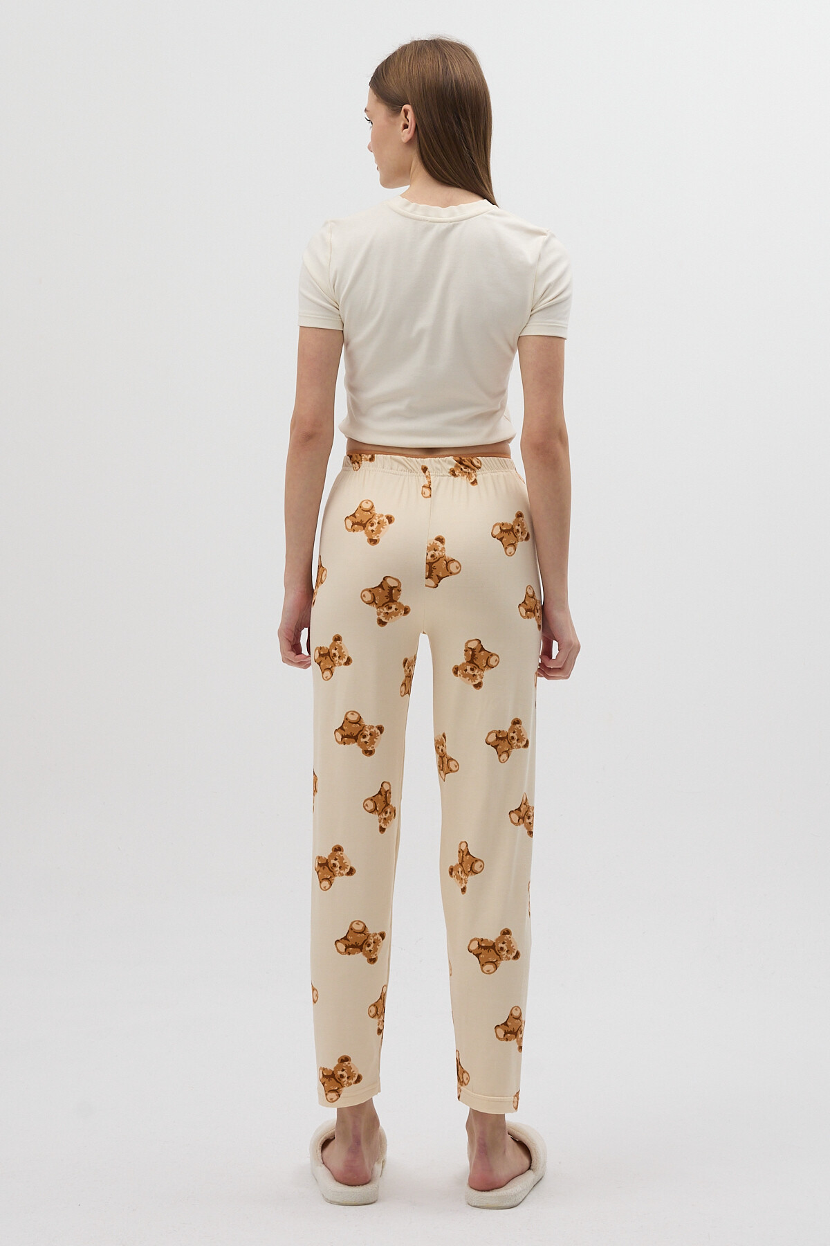 Bej Ayıcık Desenli Kadın Pijama Altı 4526 - 5