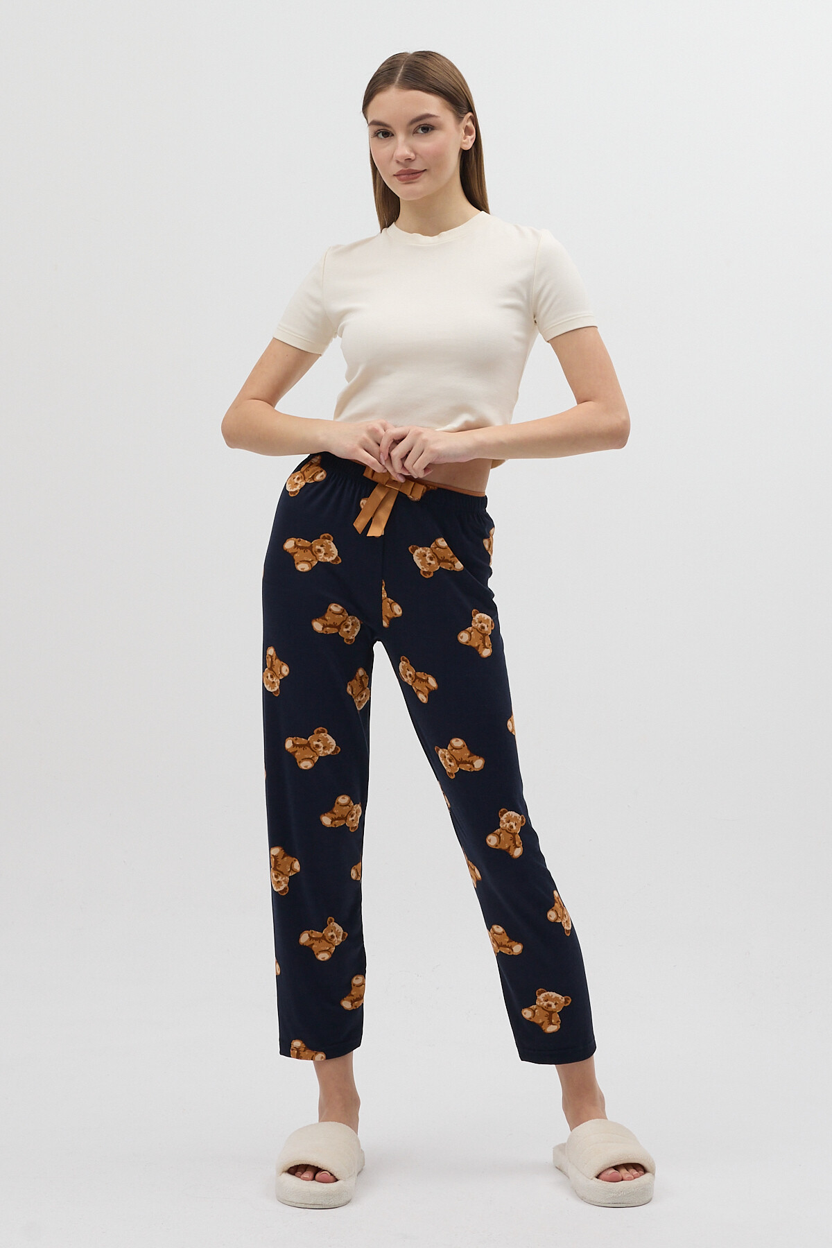 Lacivert Ayıcık Desenli Kadın Pijama Altı 4526 - RAYS