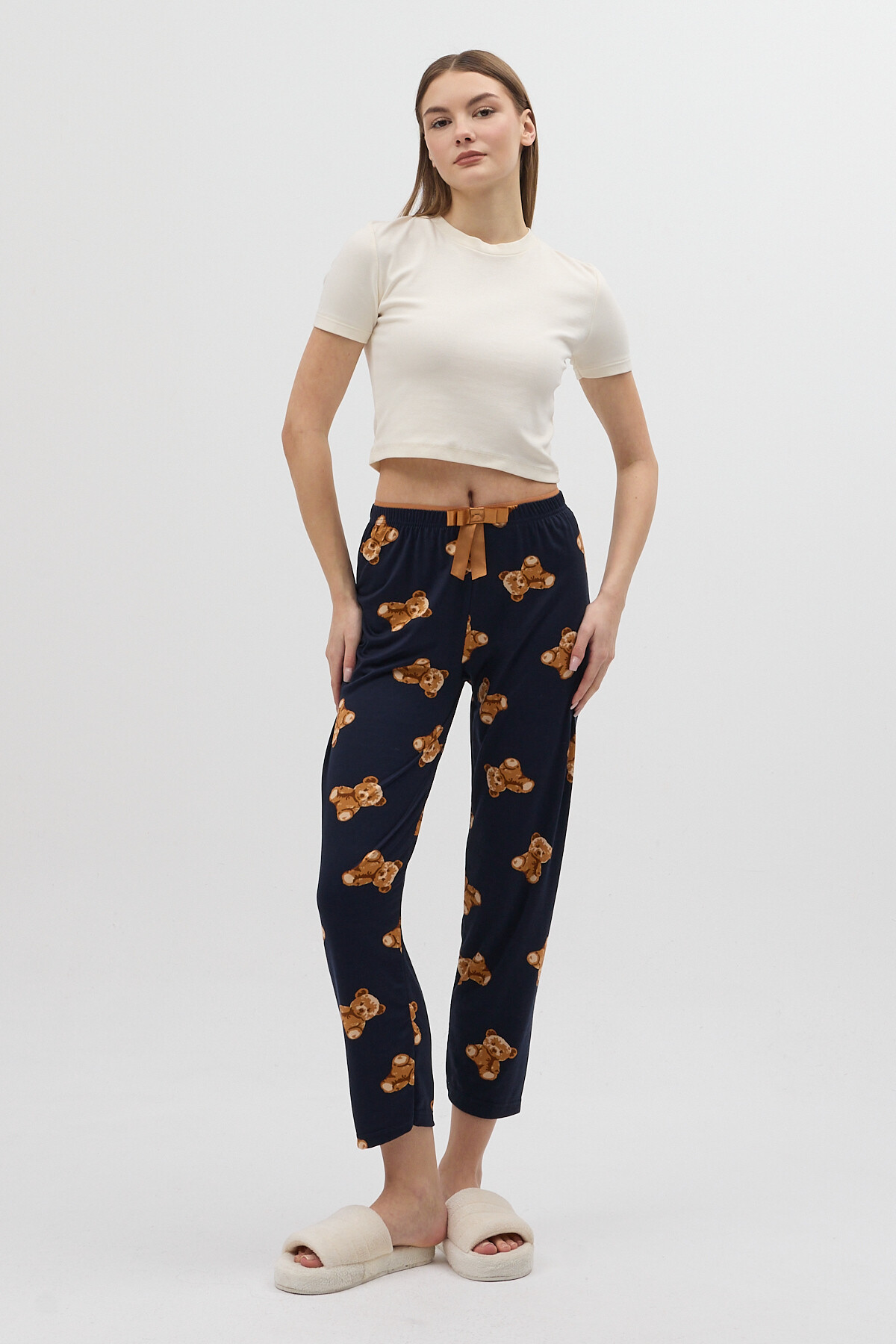 Lacivert Ayıcık Desenli Kadın Pijama Altı 4526 - 5