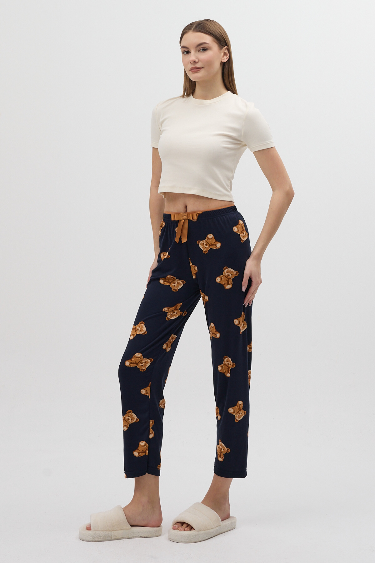 Lacivert Ayıcık Desenli Kadın Pijama Altı 4526 - RAYS (1)