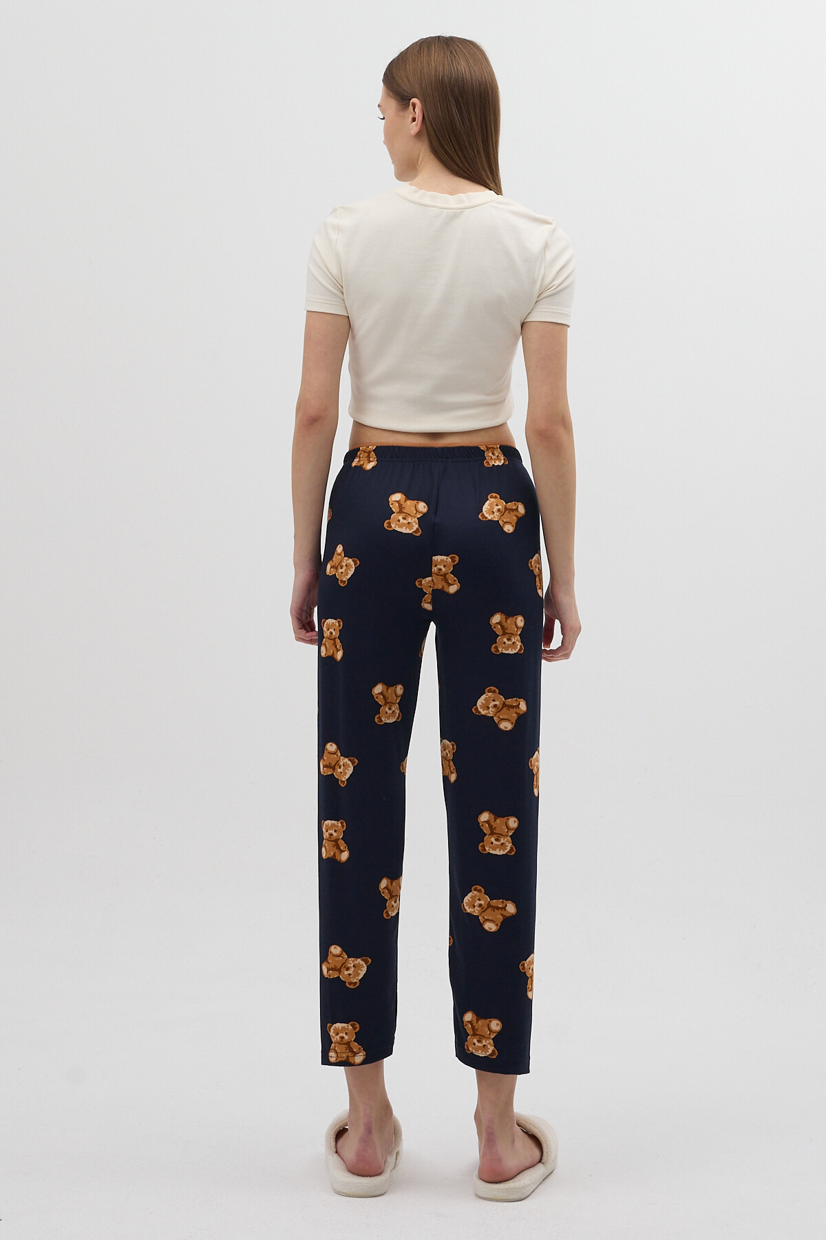Lacivert Ayıcık Desenli Kadın Pijama Altı 4526 - 4