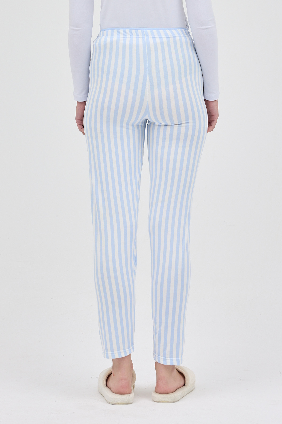 Mavi Çizgi Desenli Lastik Bel Kadın Pijama Altı 4527 - 5