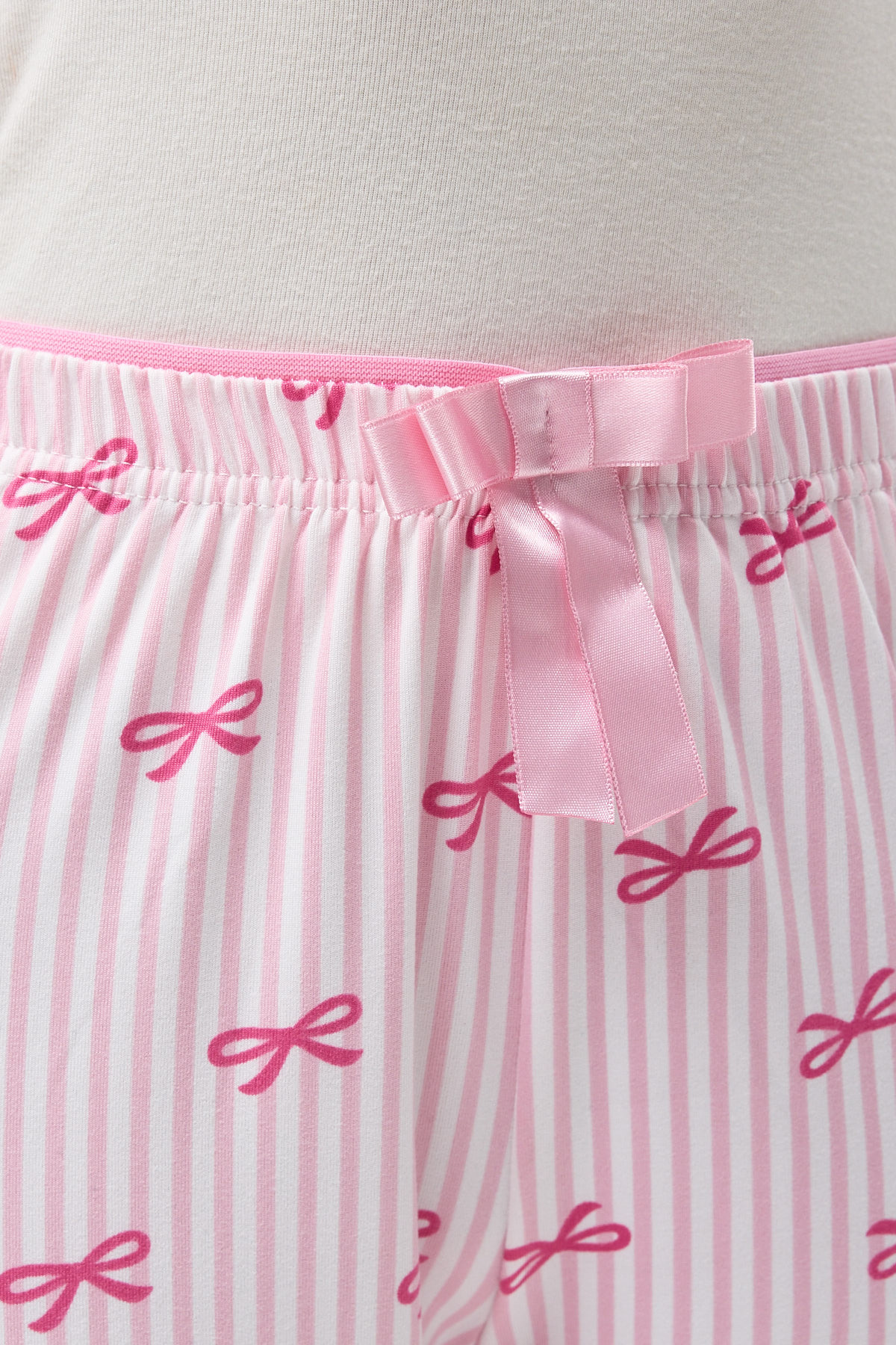 Pembe Fiyonk Desenli Lastik Bel Kadın Pijama Altı 4528 - 4
