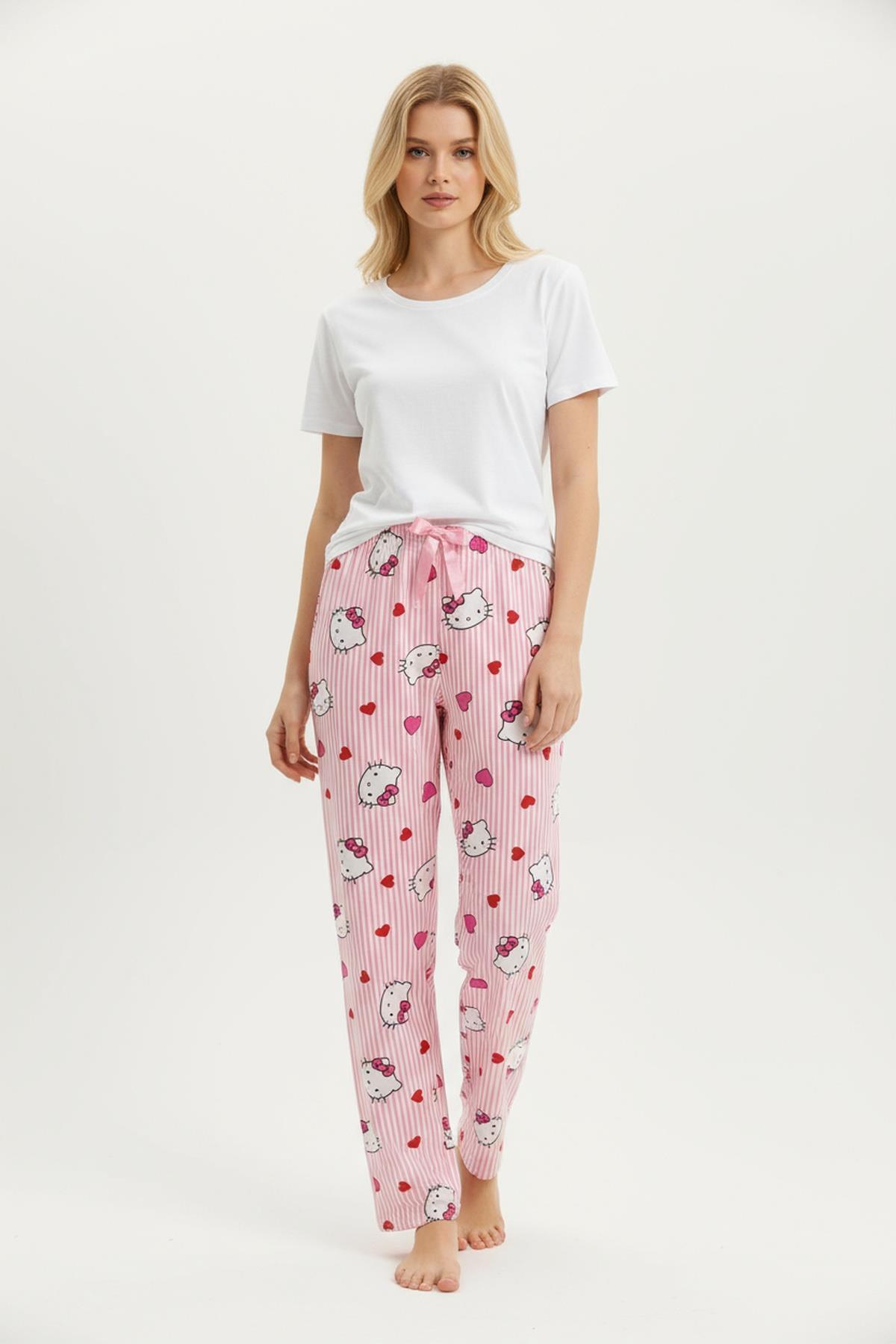 4529 Desenli Pijama Pembe - 1