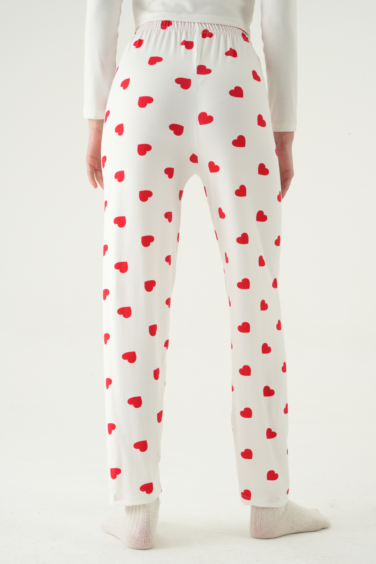 Kalp Desen Pijama 4530 Beyaz - 5
